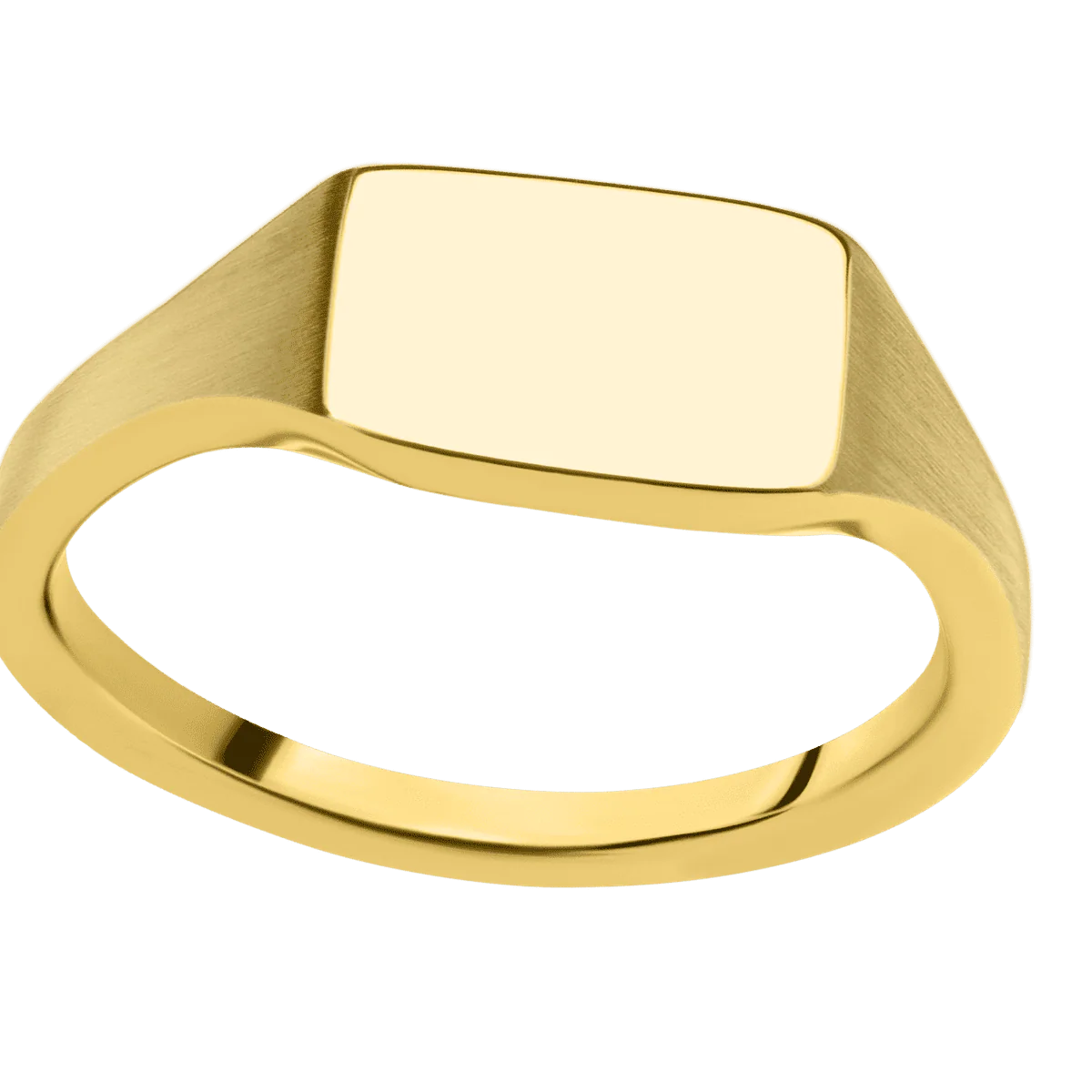 Small Horizontal Rectangle signet ring (12x9mm) in 14K Yellow Gold, with a Thin style band. - Image 3