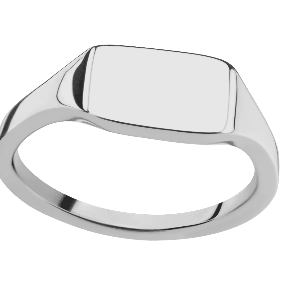 Small Horizontal Rectangle signet ring (12x9mm) in Titanium, with a Thin style band. - Image 3