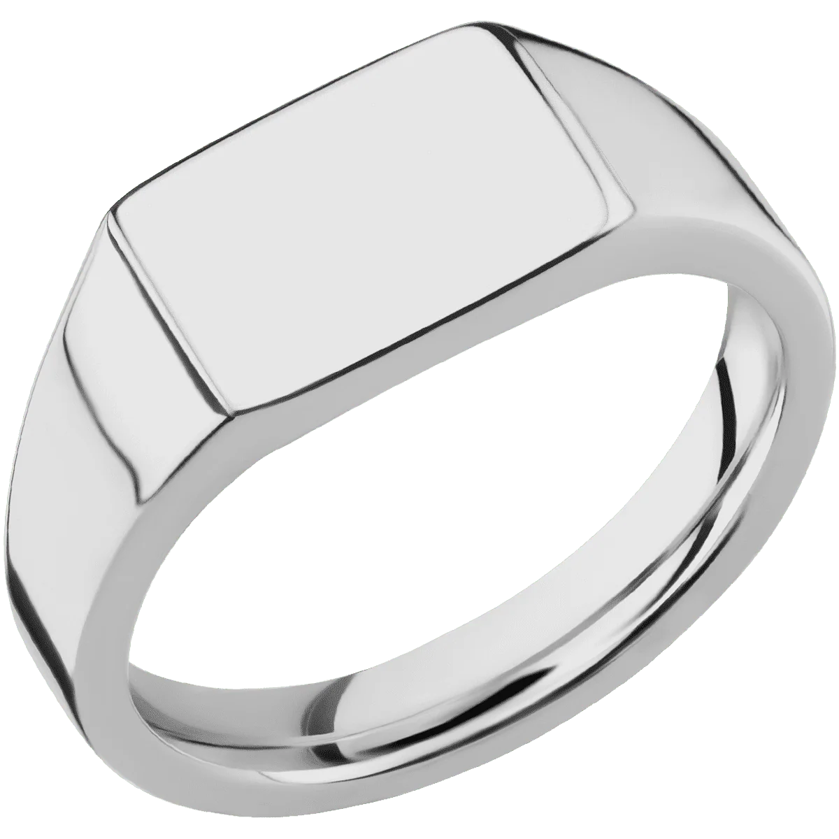 Small Horizontal Rectangle signet ring (12x9mm) in Titanium, with a Wide style band. - Image 2