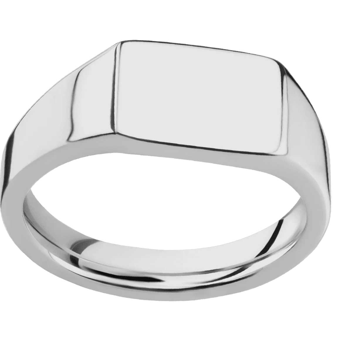 Small Horizontal Rectangle signet ring (12x9mm) in Titanium, with a Wide style band. - Image 3