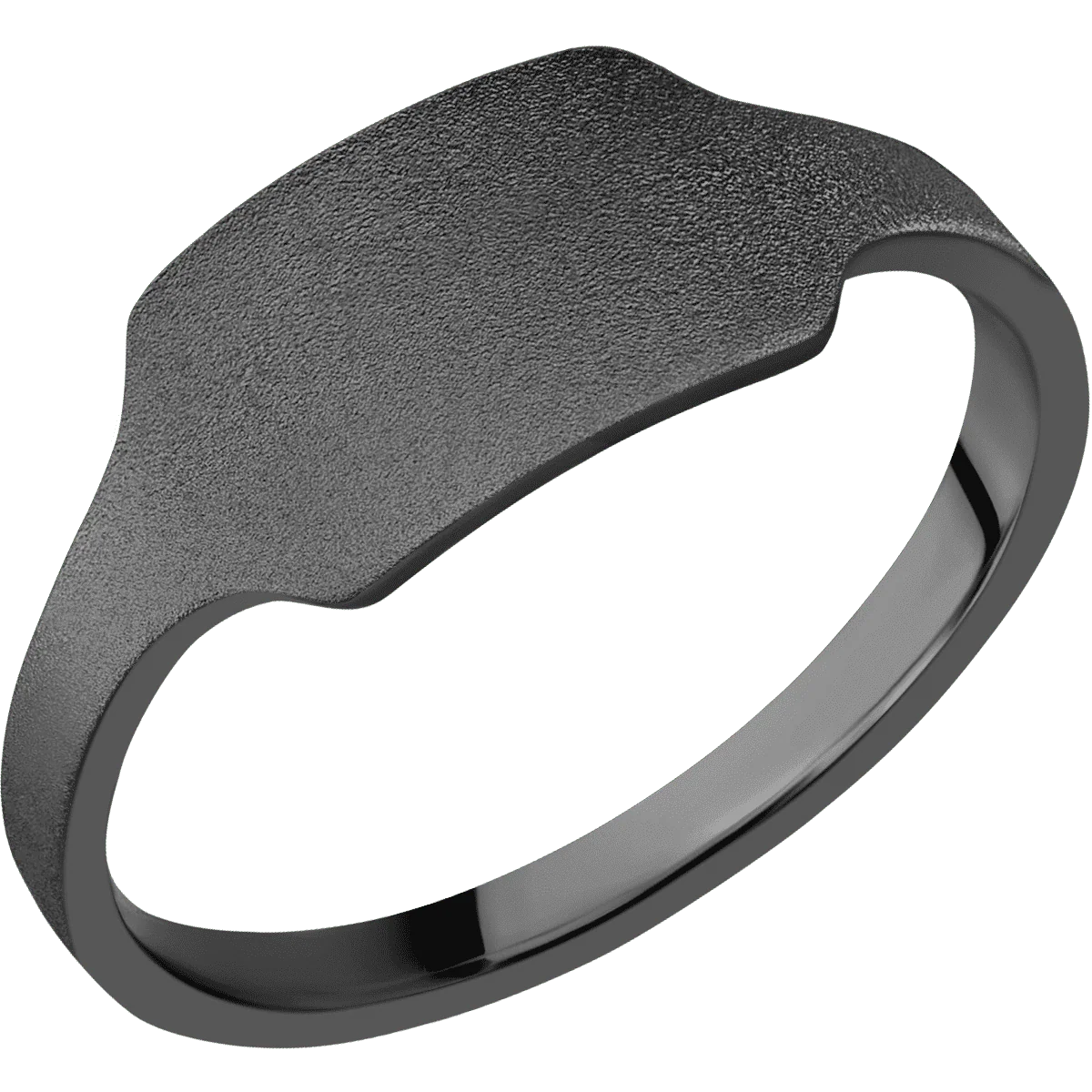 Small Horizontal Rectangle signet ring (12x9mm) in Zirconium, with a Cigar style band. - Image 2