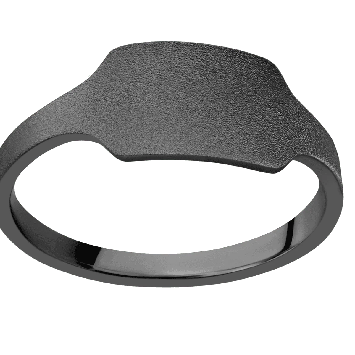 Small Horizontal Rectangle signet ring (12x9mm) in Zirconium, with a Cigar style band. - Image 3