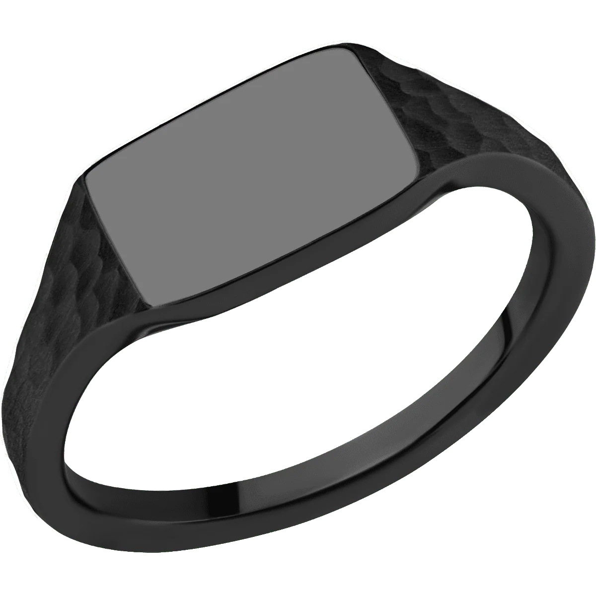 Small Horizontal Rectangle signet ring (12x9mm) in Zirconium, with a Thin style band. - Image 2