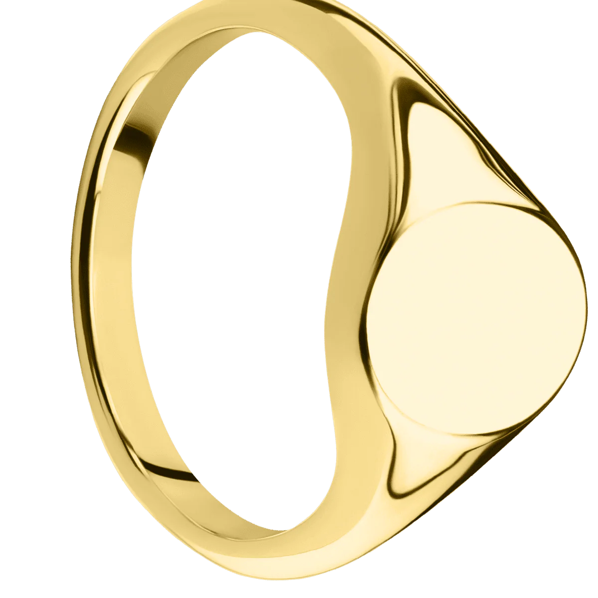 Small Oval signet ring (12x9mm) in 14K Yellow Gold, with a Thin style band.