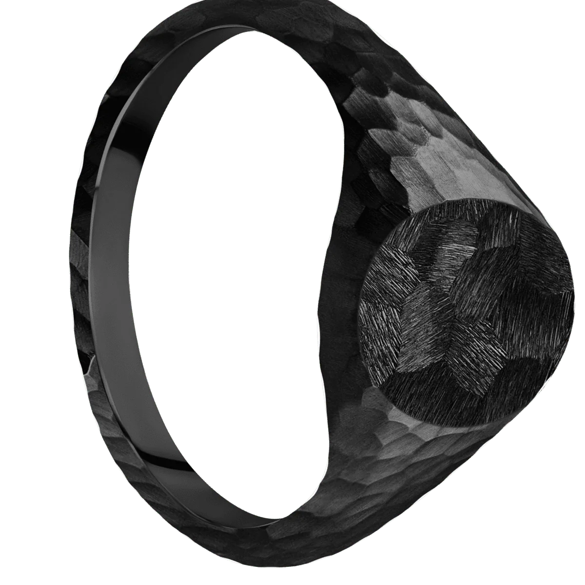 Small Oval signet ring (12x9mm) in Zirconium, with a Thin style band.
