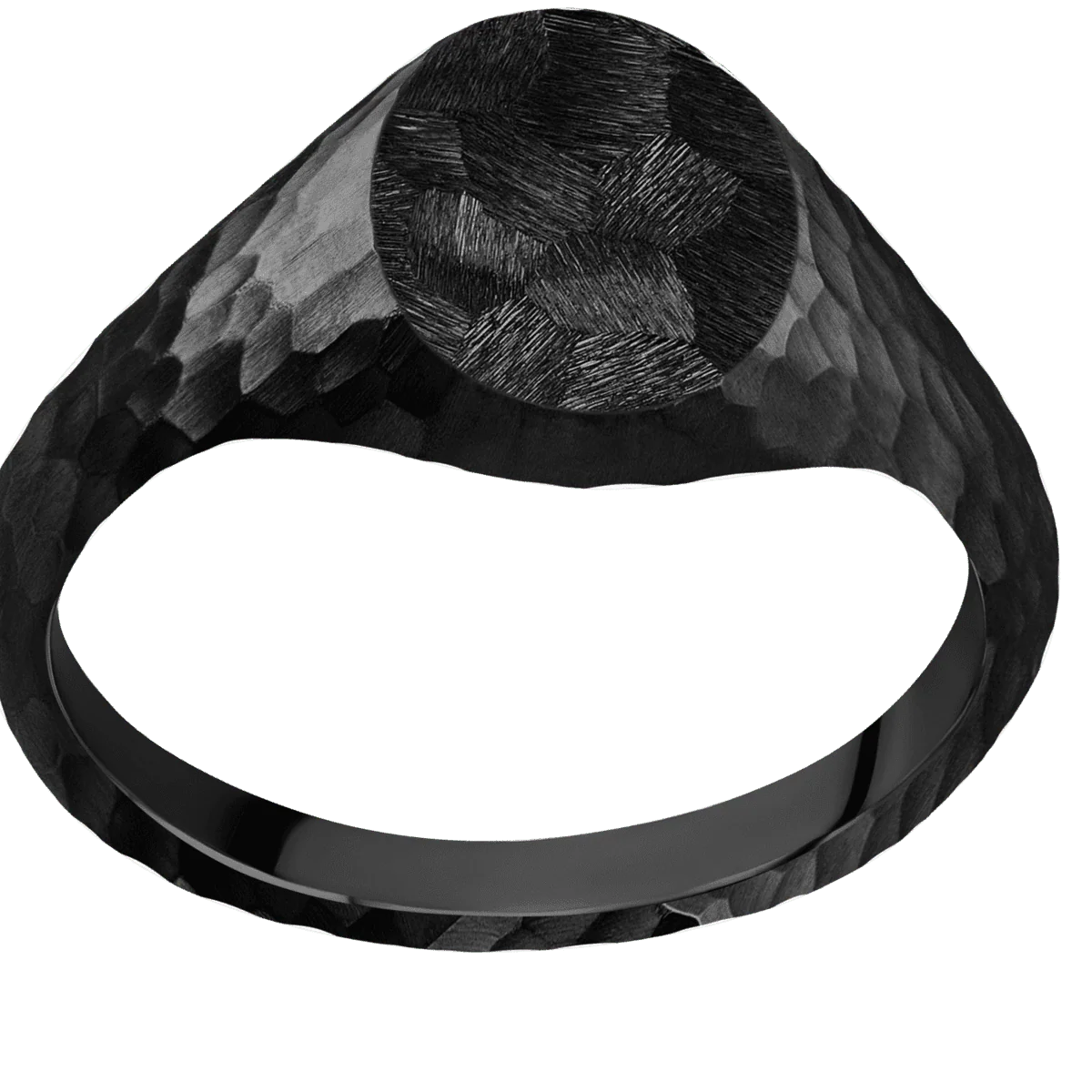 Small Oval signet ring (12x9mm) in Zirconium, with a Thin style band. - Image 3