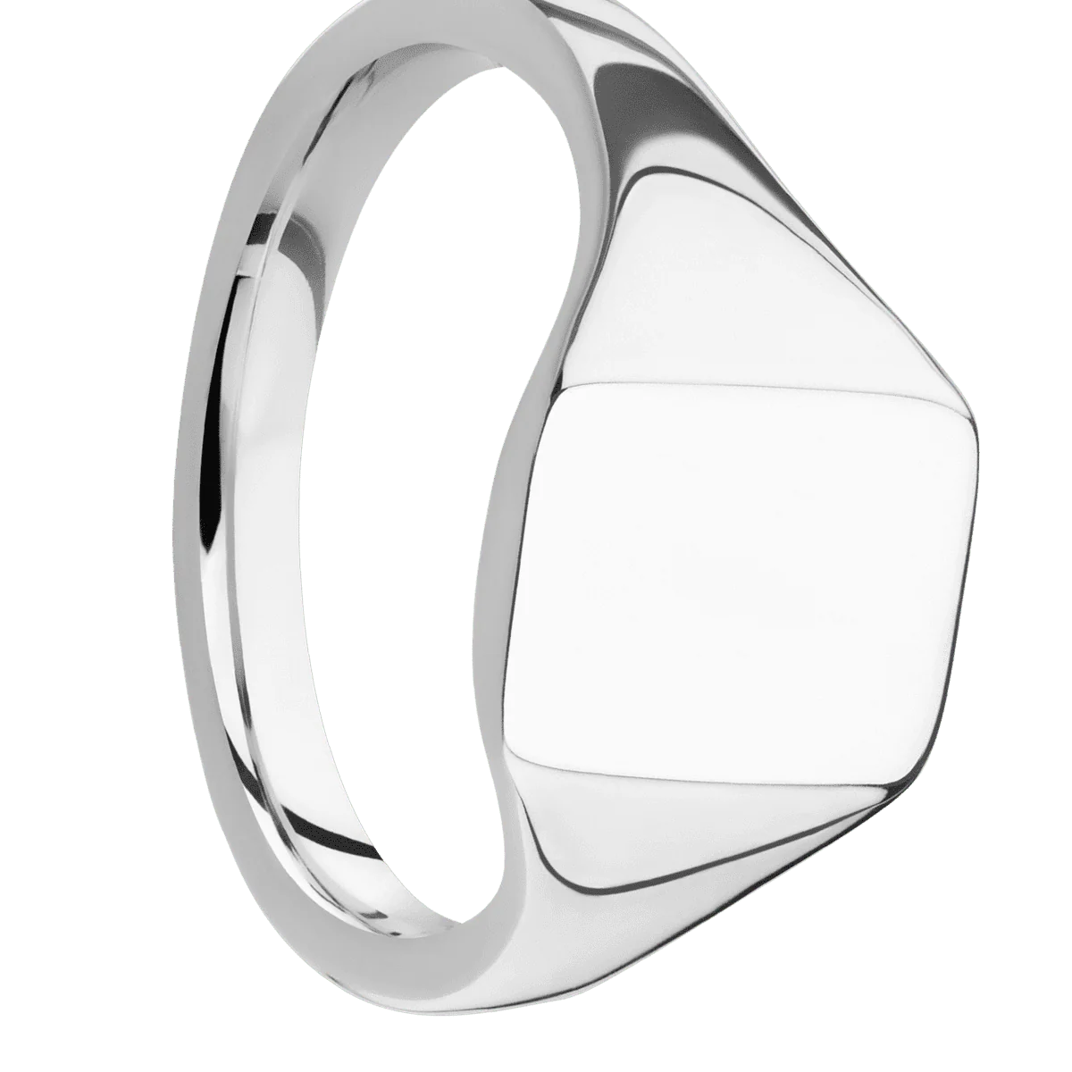 Small Rectangle signet ring (12x9mm) in 14K White Gold, with a Thin style band.