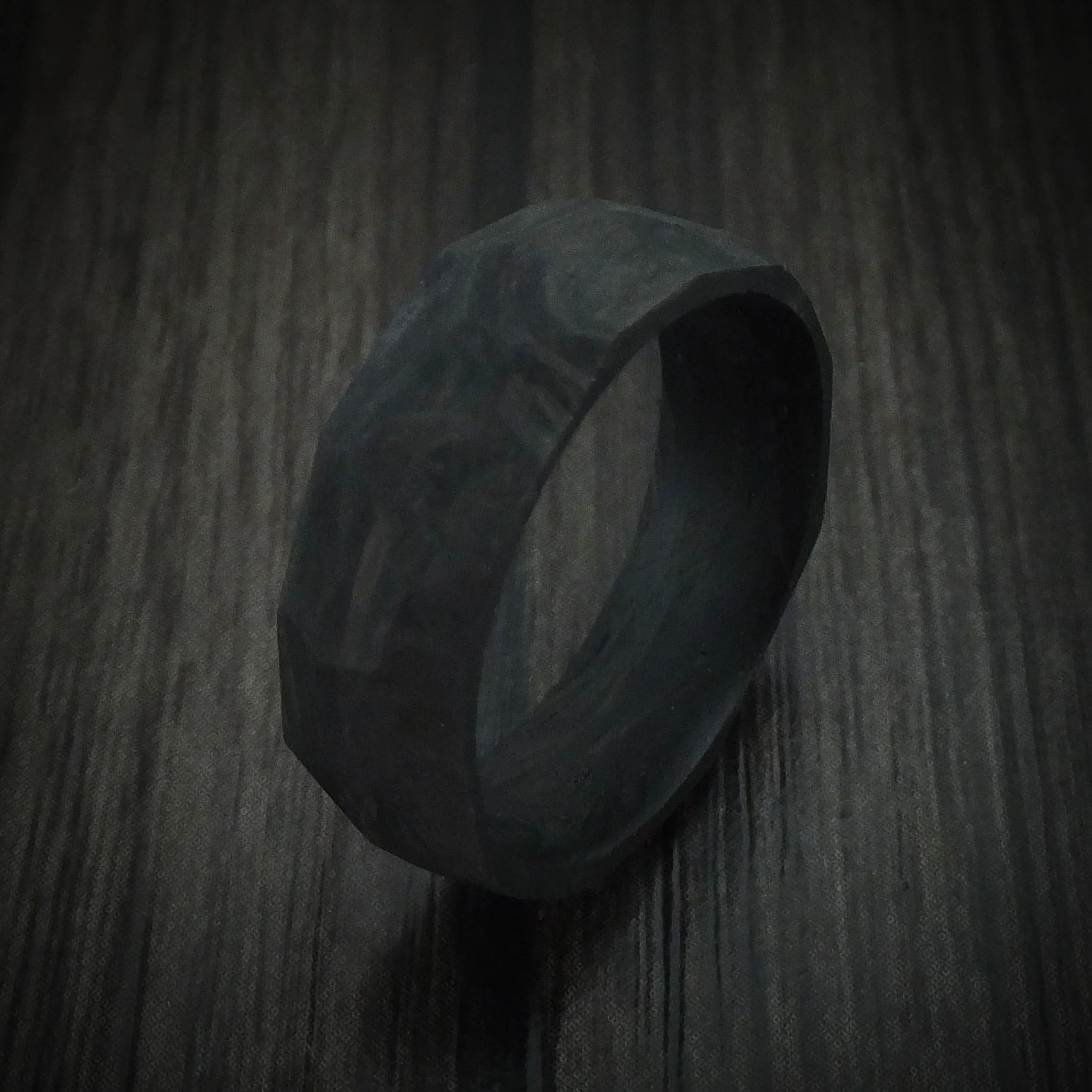 Solid Forged Carbon Fiber Faceted Men's Ring - Image 4