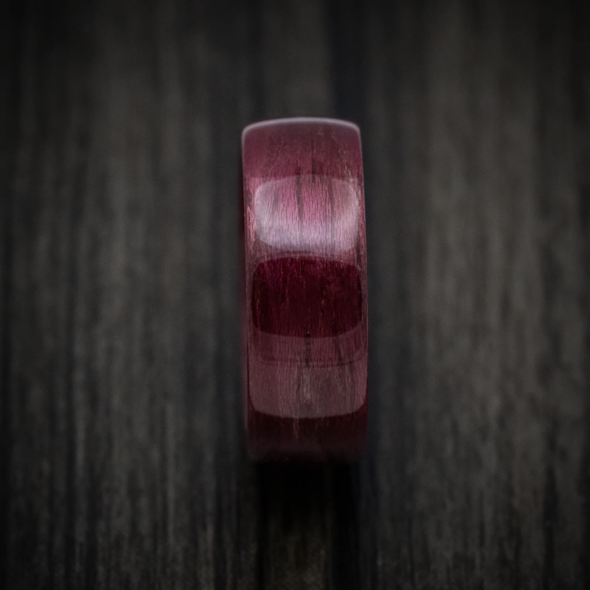 Solid Purple Heart Wood Men's Ring Handmade Band - Image 3