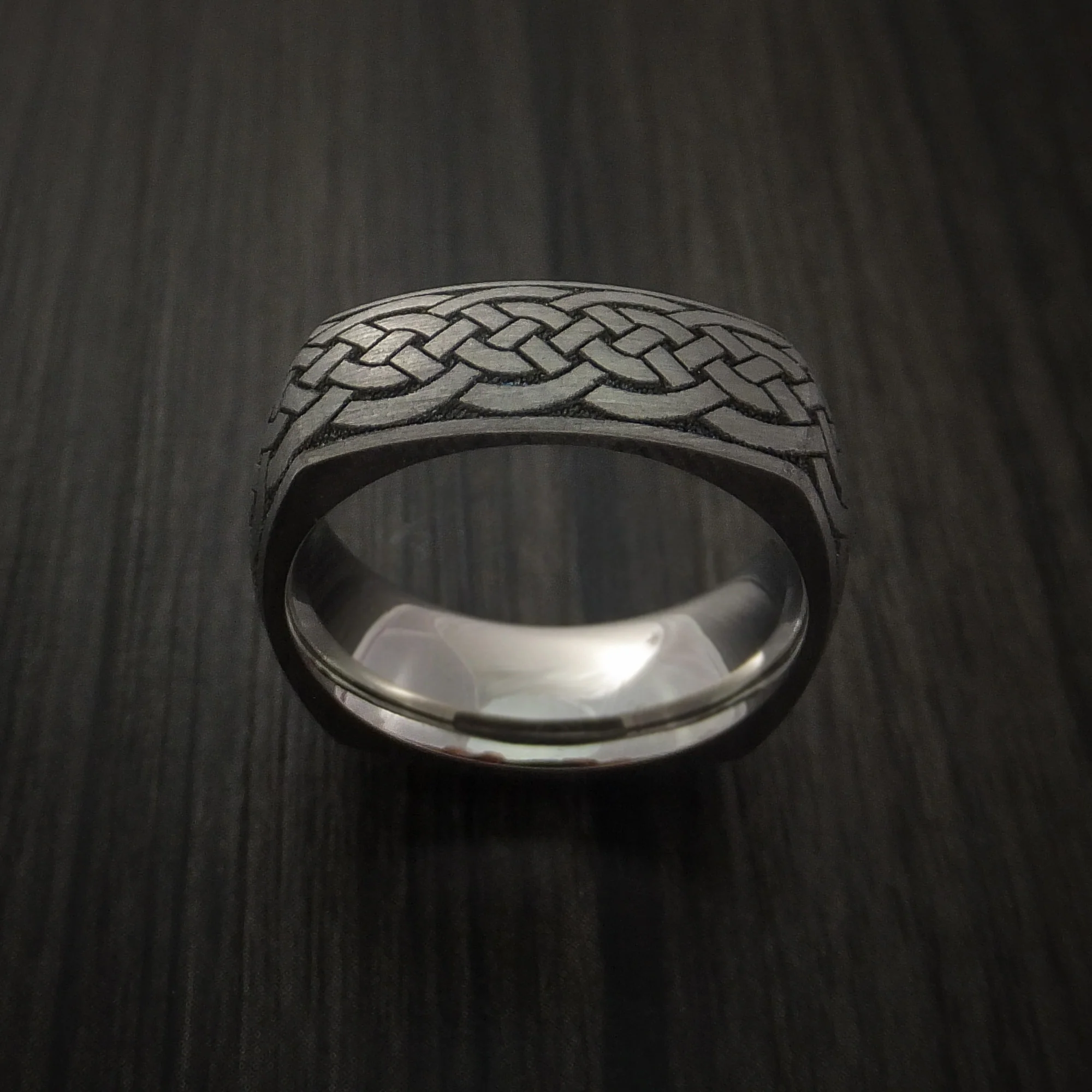 Square Titanium Celtic Men's Band with Knot Design Custom Made - Image 3