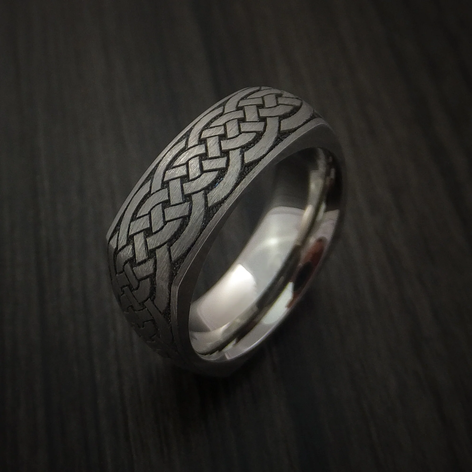 Square Titanium Celtic Men's Band with Knot Design Custom Made - Image 5