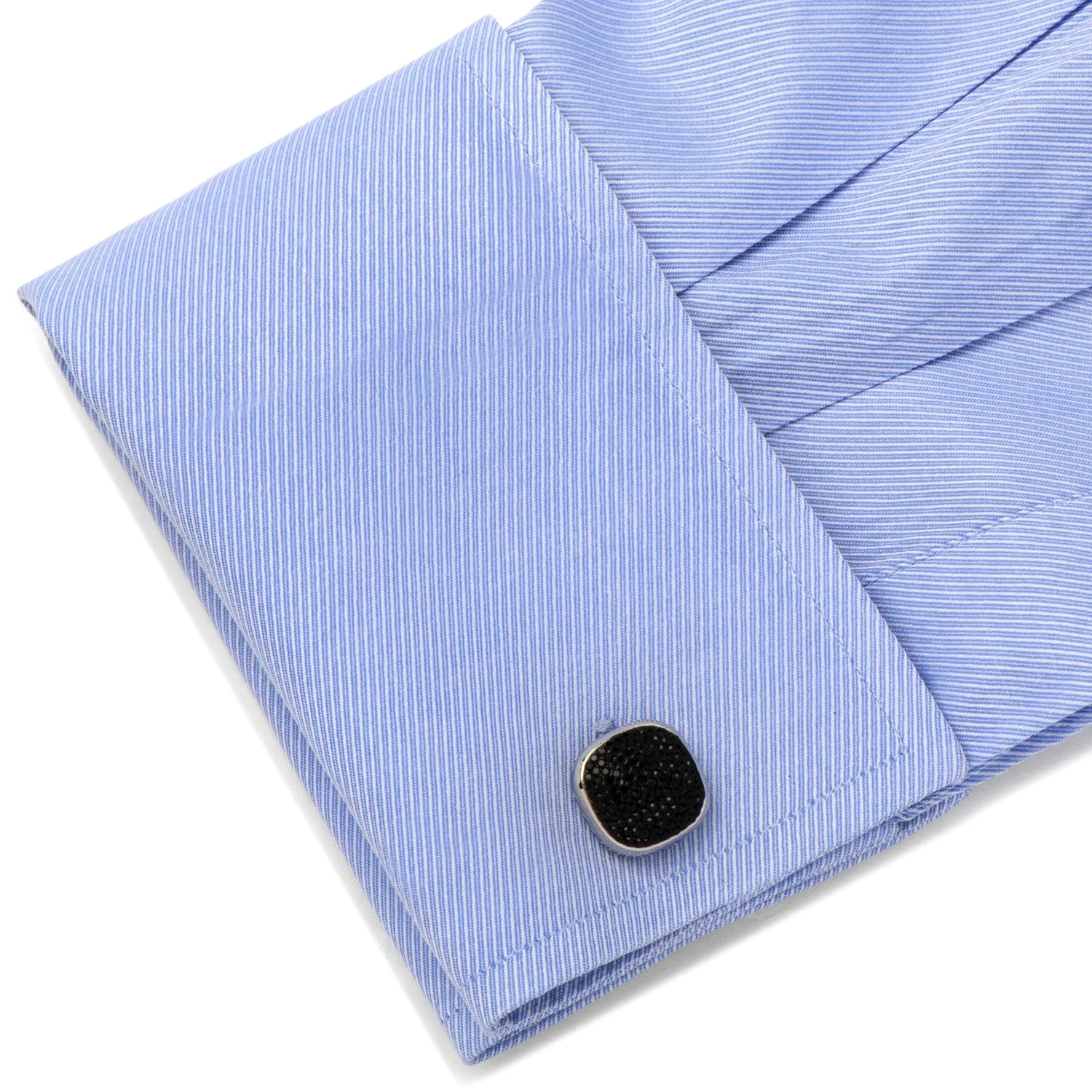 Stainless Steel Black Pave Crystal Cufflinks - Image 3