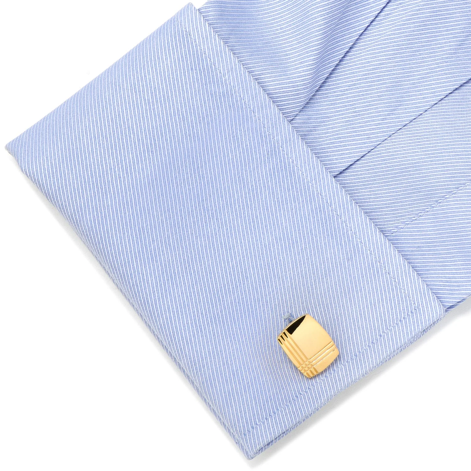 Stainless Steel Gold Tartan Plaid Cufflinks - Image 3