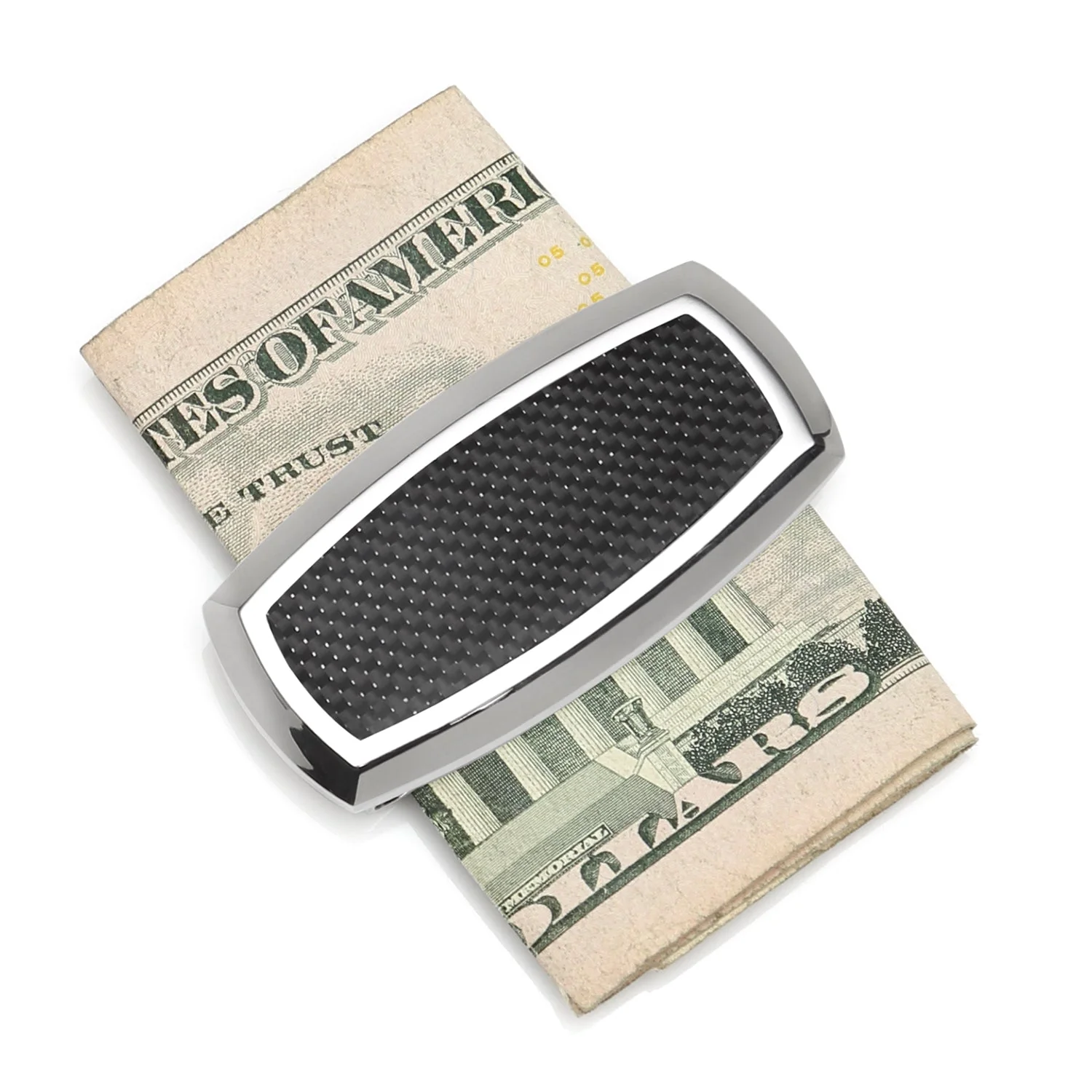 Stainless Steel Inlaid Black Carbon Fiber Money Clip - Image 3