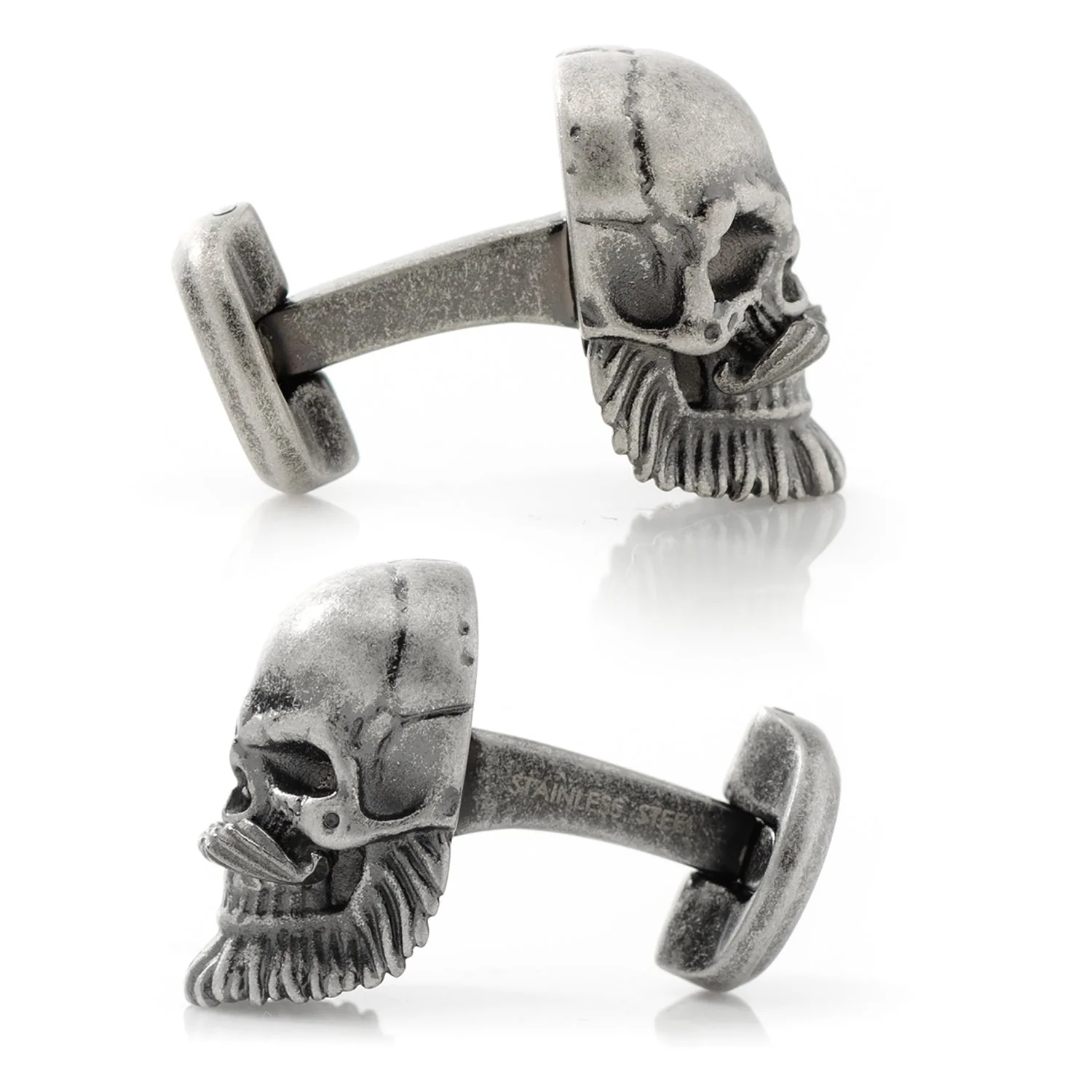 Stainless Steel Mustache Skull Cufflinks - Image 3