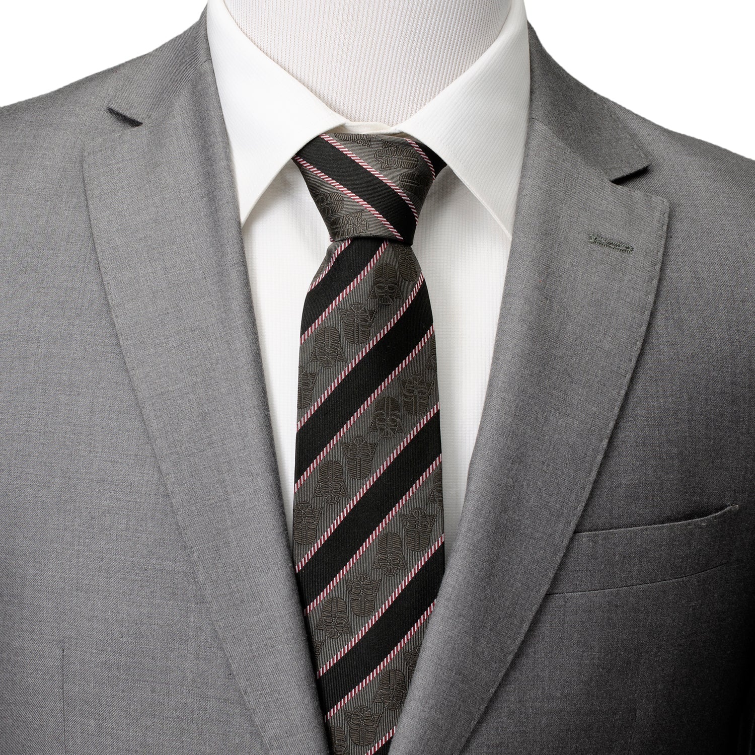Star Wars Darth Vader Black and Gray Striped Tie - Image 2