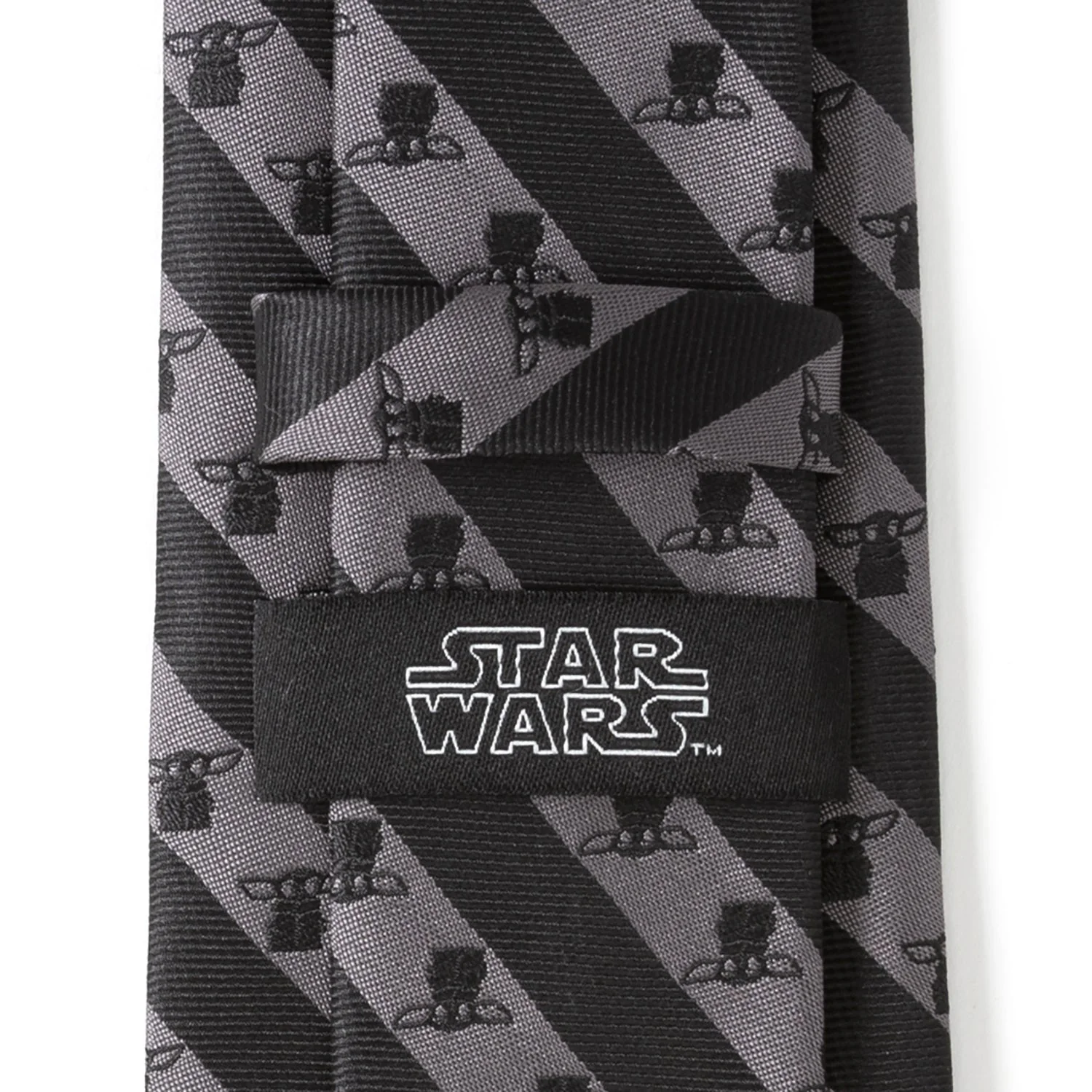 Star Wars Grogu Black and Gray Striped Tie - Image 5