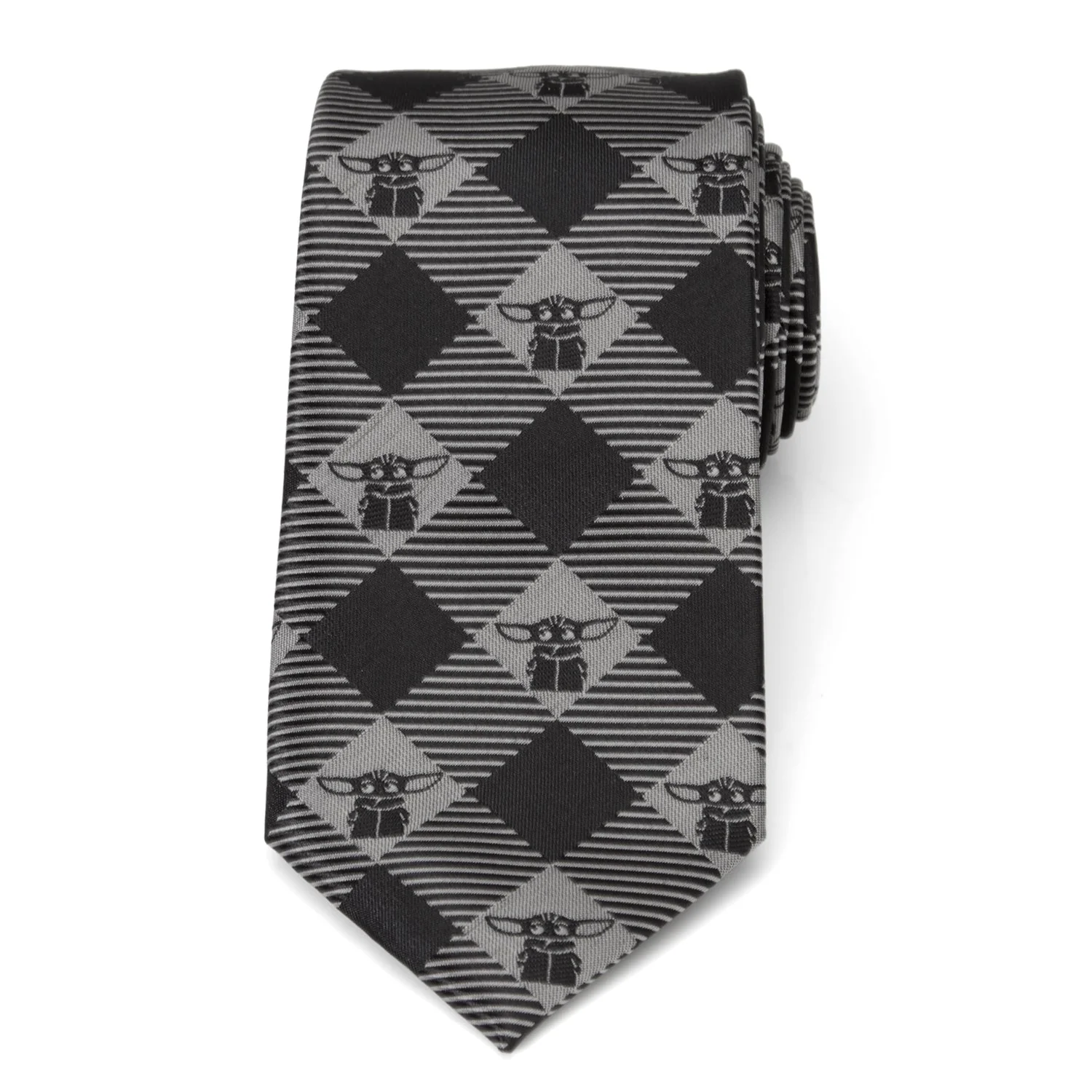 Star Wars Grogu Black Plaid Tie - Image 3