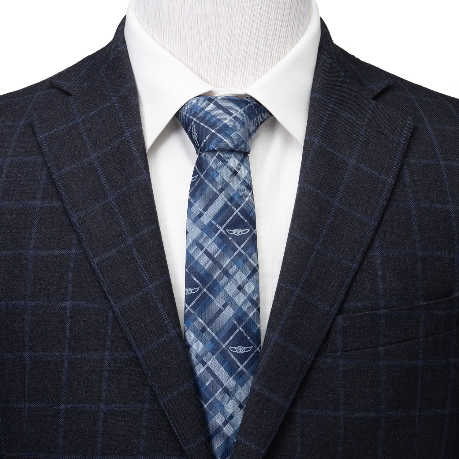 Star Wars Grogu Blue Plaid Tie - Image 2