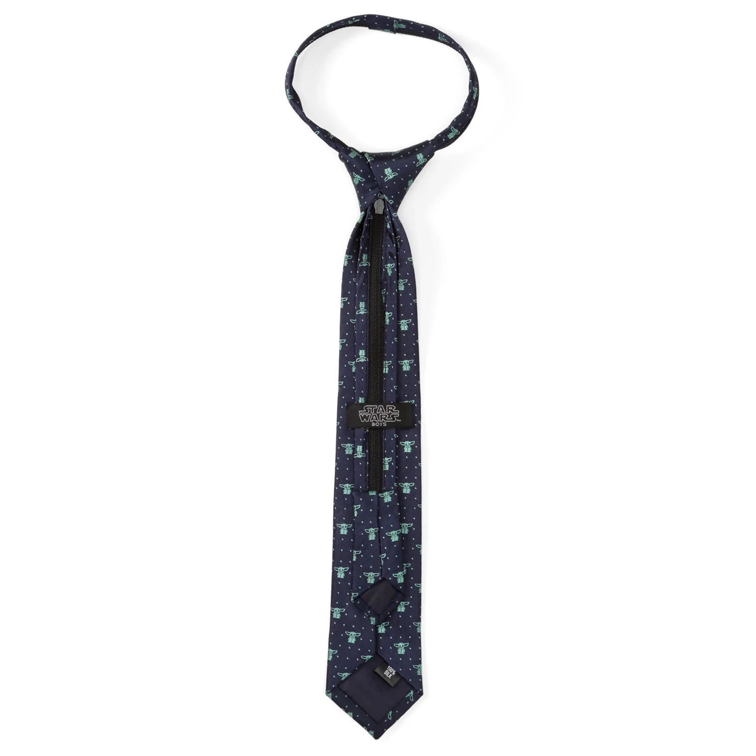 Star Wars Grogu Boy's Navy Dotted Zipper Tie - Image 5
