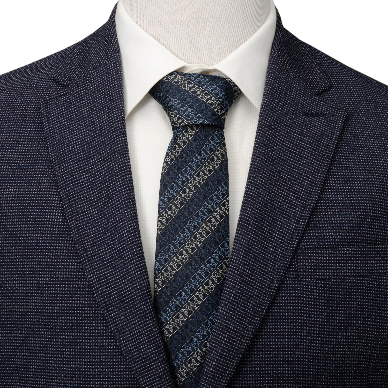 Star Wars Grogu Outline Striped Navy Tie - Image 2