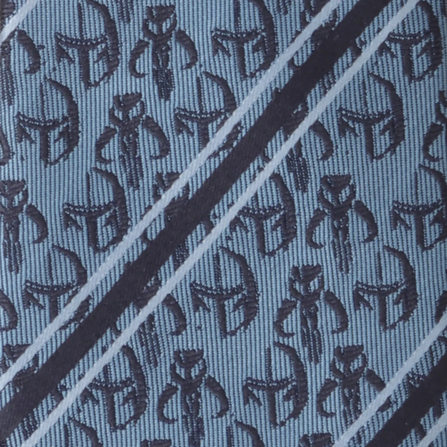Star Wars Mandalorian and Mythosaur Blue and Navy Striped Tie - Image 5