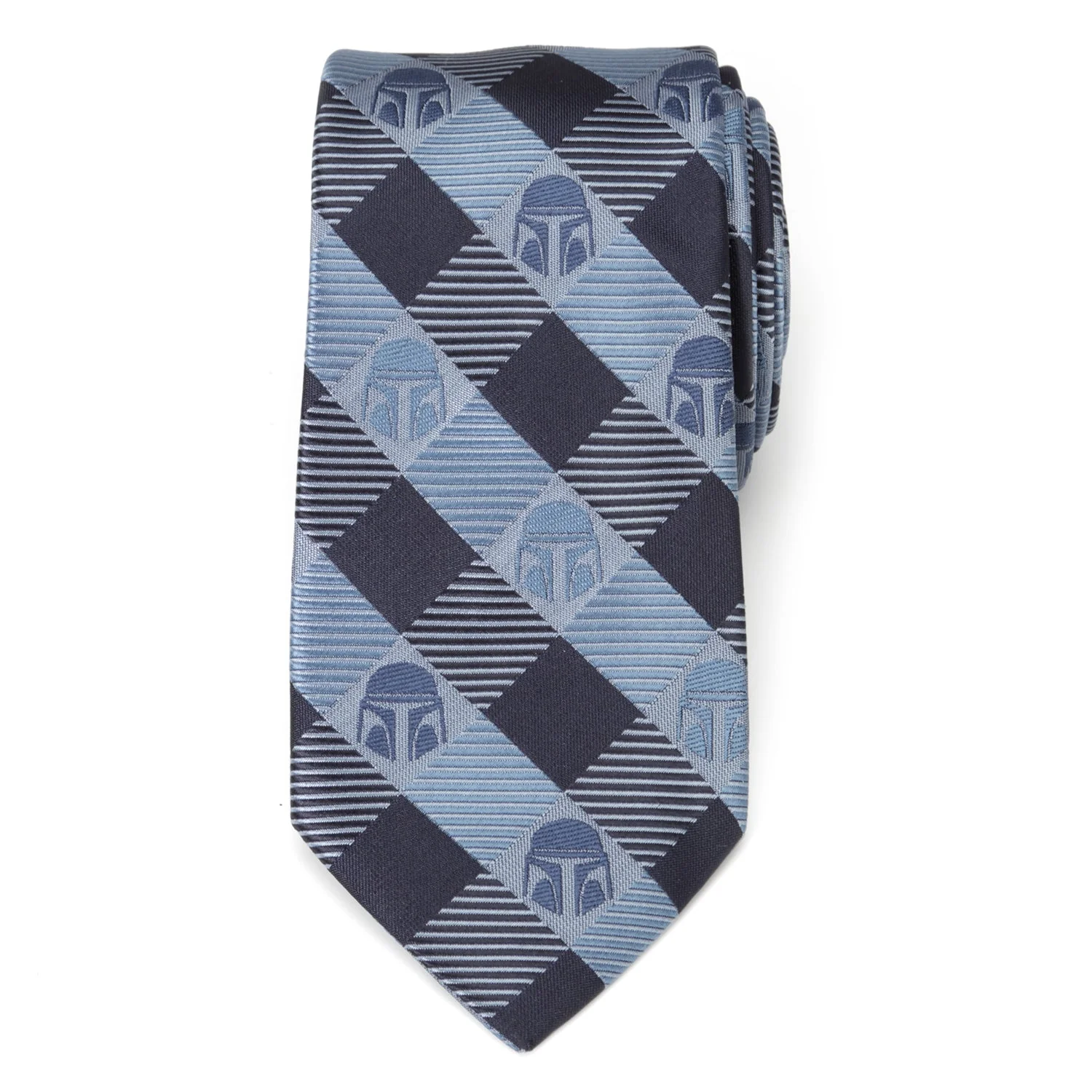 Star Wars Mandalorian Blue and Black Plaid Tie - Image 3