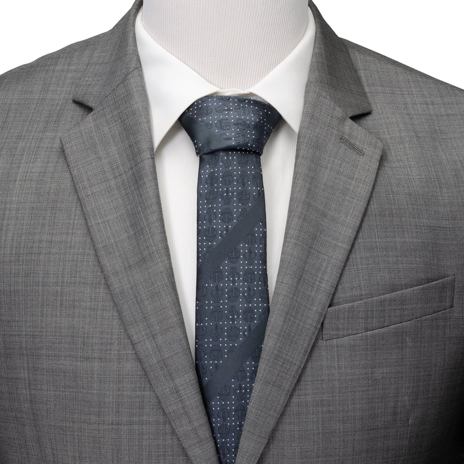 Star Wars Mandalorian Blue Dotted Striped Tie - Image 2