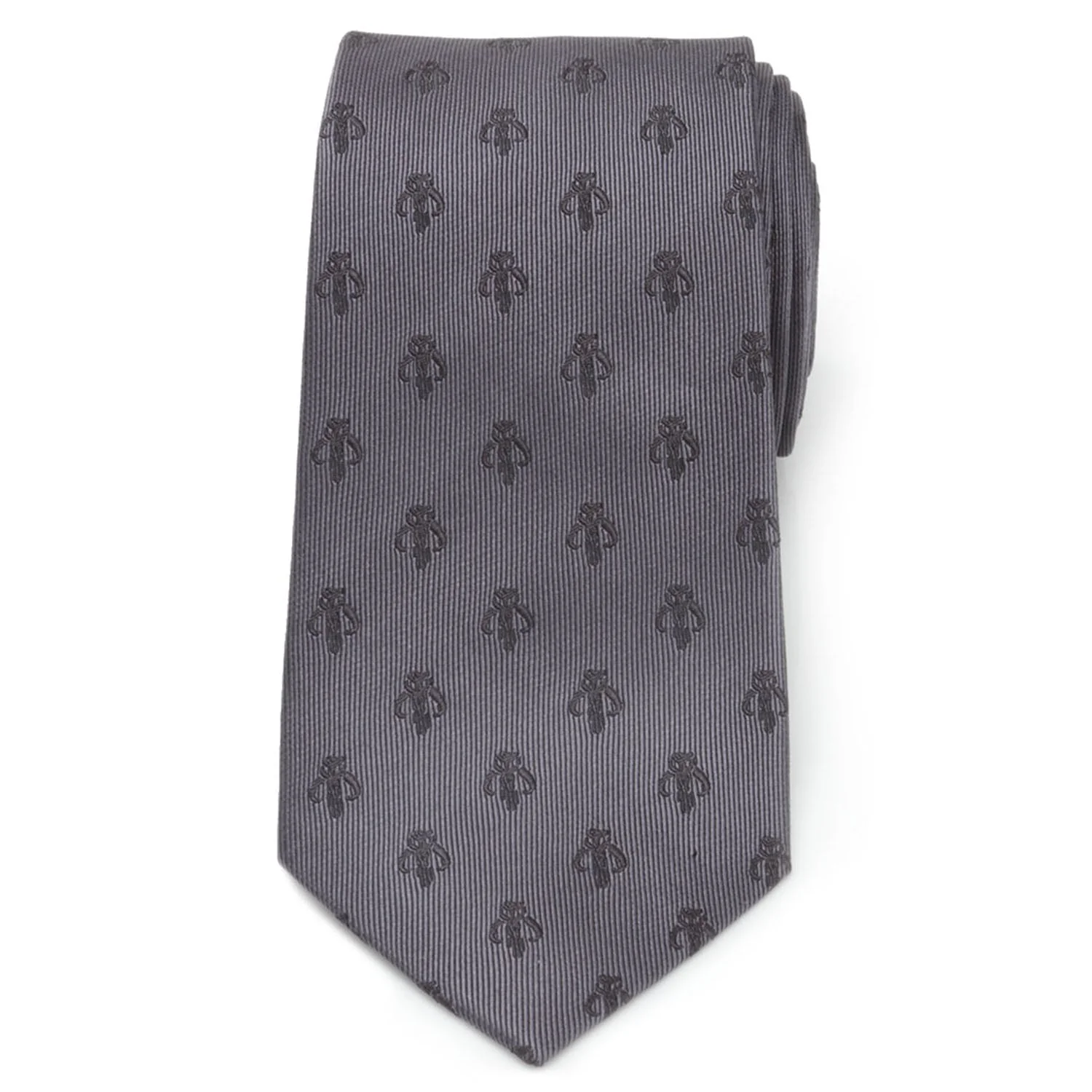 Star Wars Mandalorian Mythosaur Gray Silk Tie - Image 3