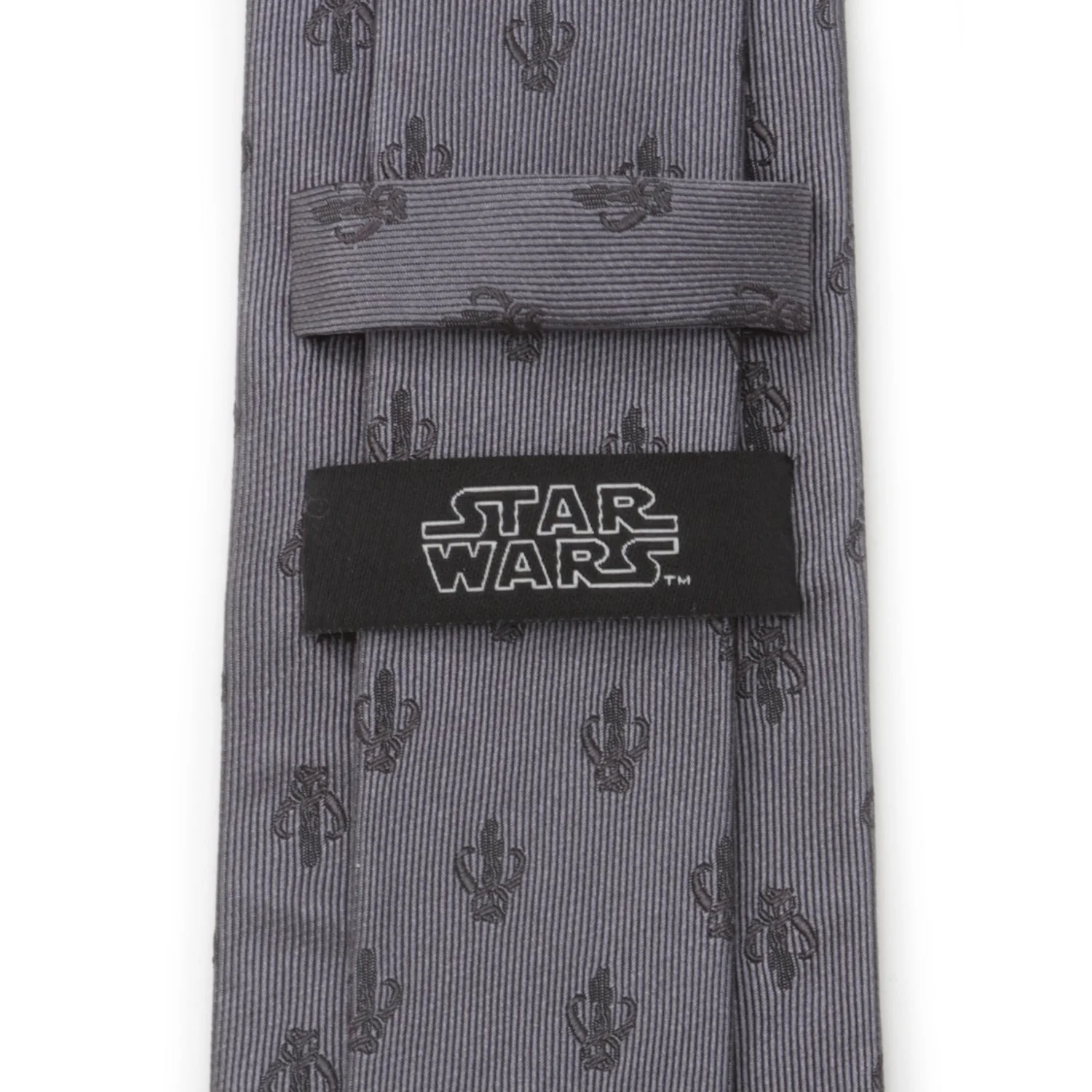 Star Wars Mandalorian Mythosaur Gray Silk Tie - Image 4