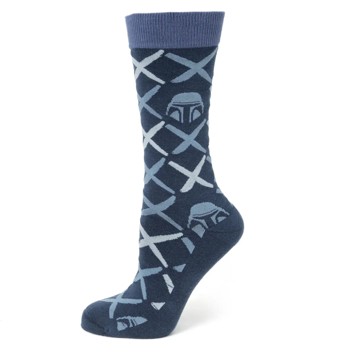 Star Wars Mandalorian Navy Checkered Dress Socks and Lapel Pin Gift Set - Image 2