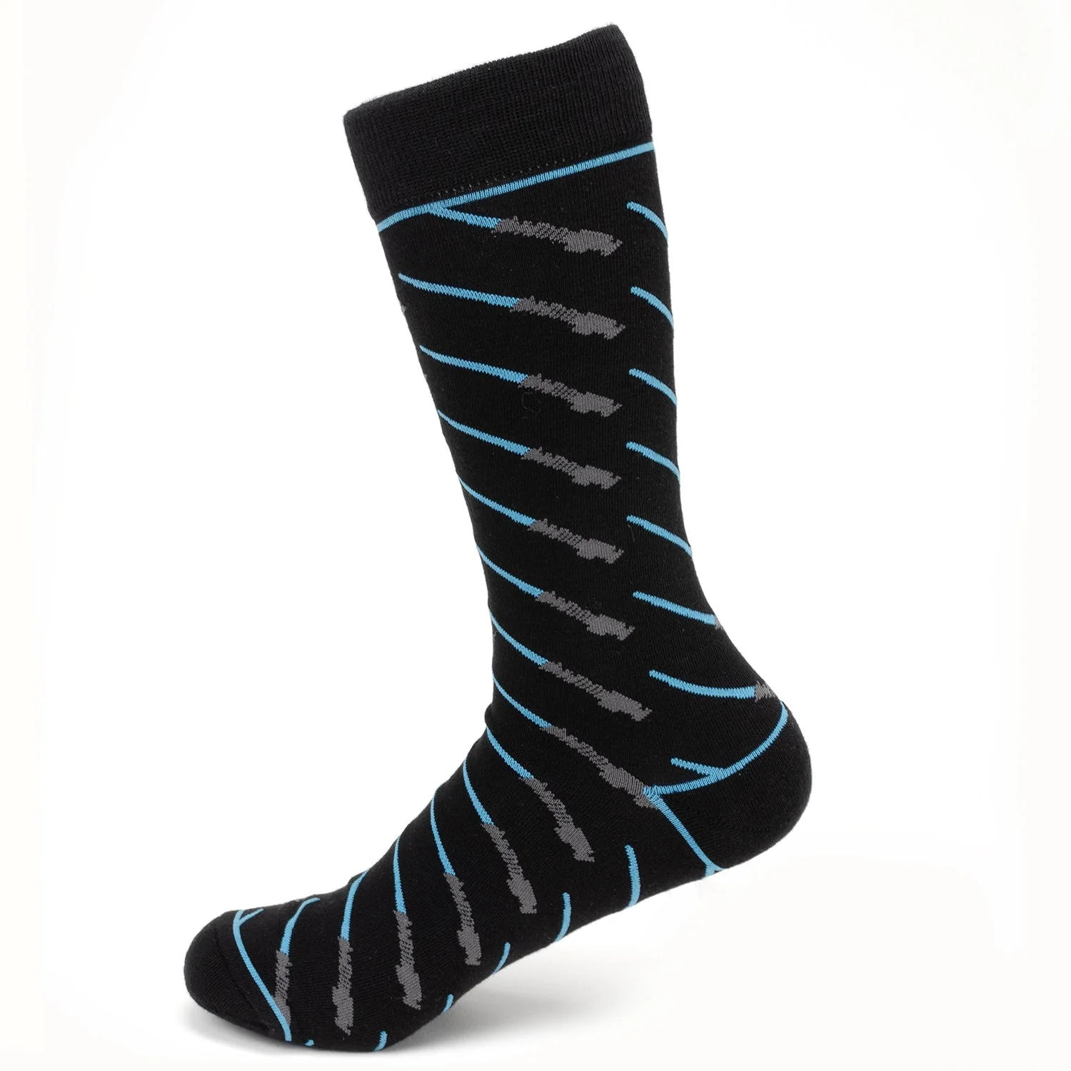 Star Wars Obi-Wan Kenobi Blue LIGHTSABER Pattern Black Dress Socks with Jedi Crest Lapel Pin Gift Set - Image 2