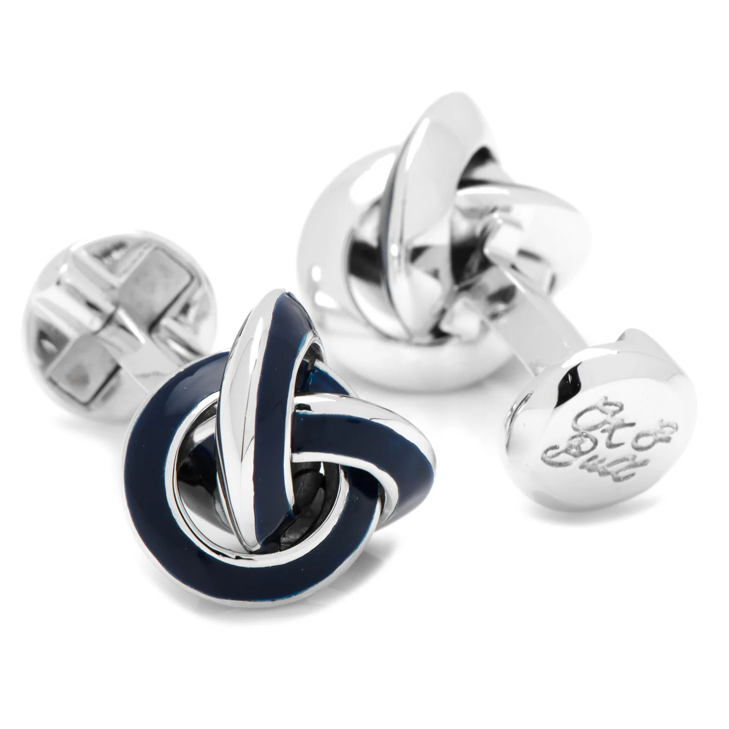 Sterling Blue Enamel Knot Cufflinks - Image 2