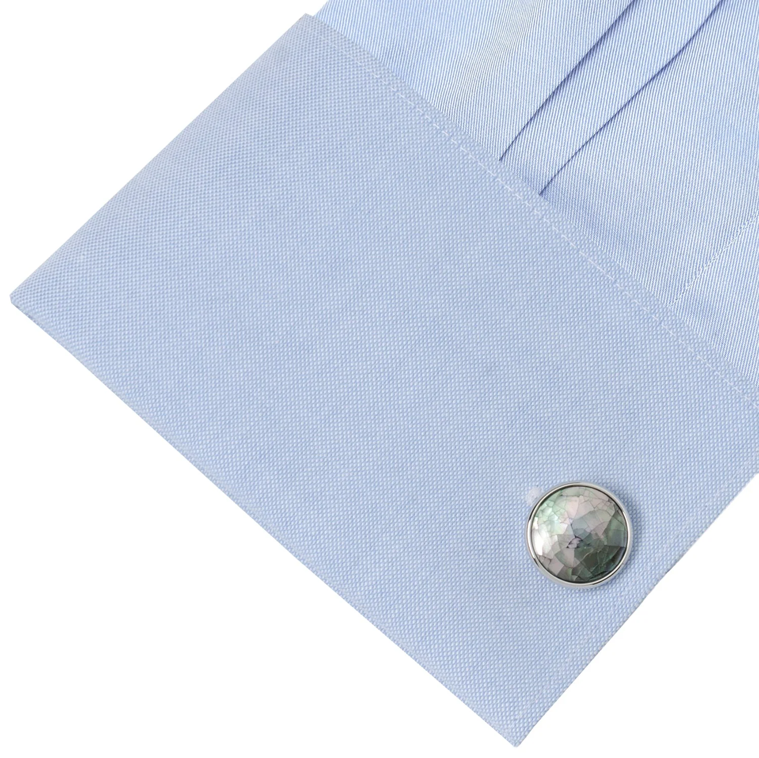 Sterling Mosaic Smoke Mother of Pearl Cufflinks - Image 3