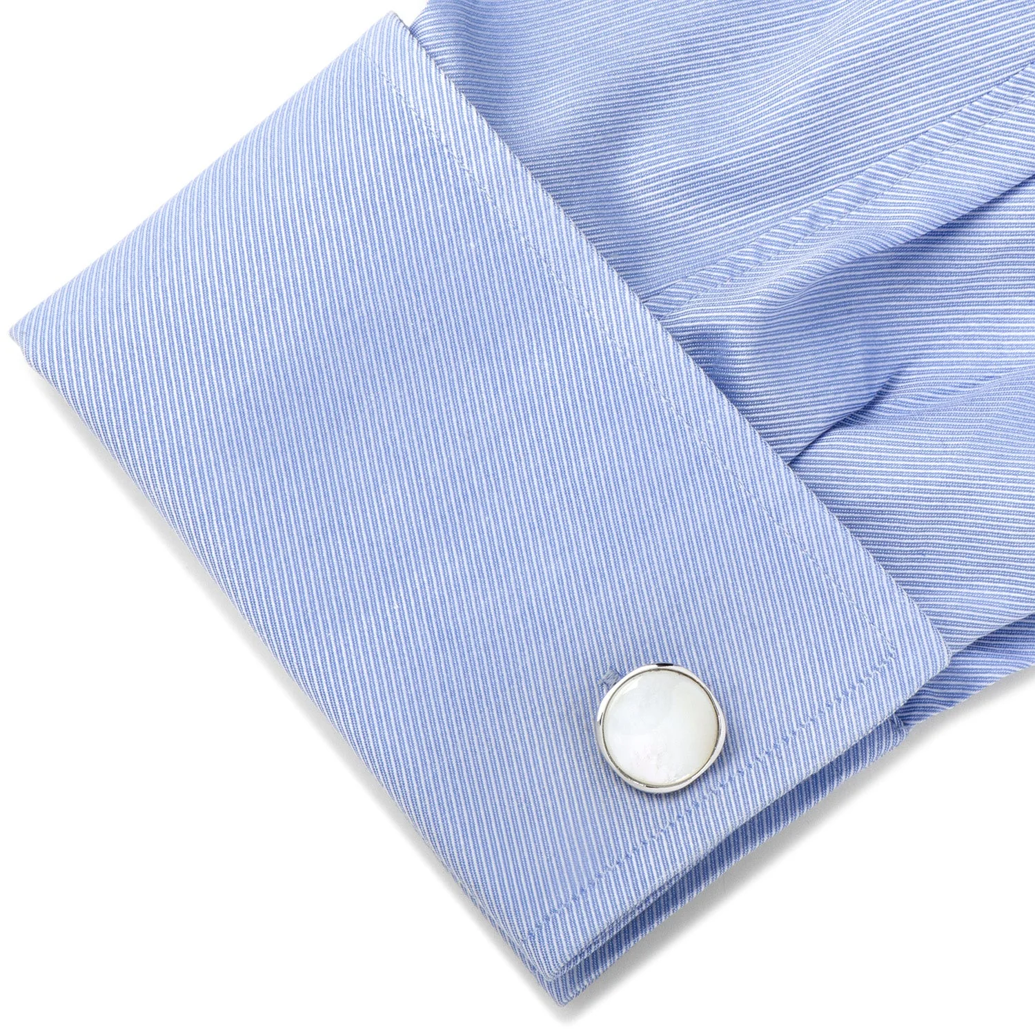 Sterling Silver Classic Formal Mother of Pearl Cufflinks - Image 3