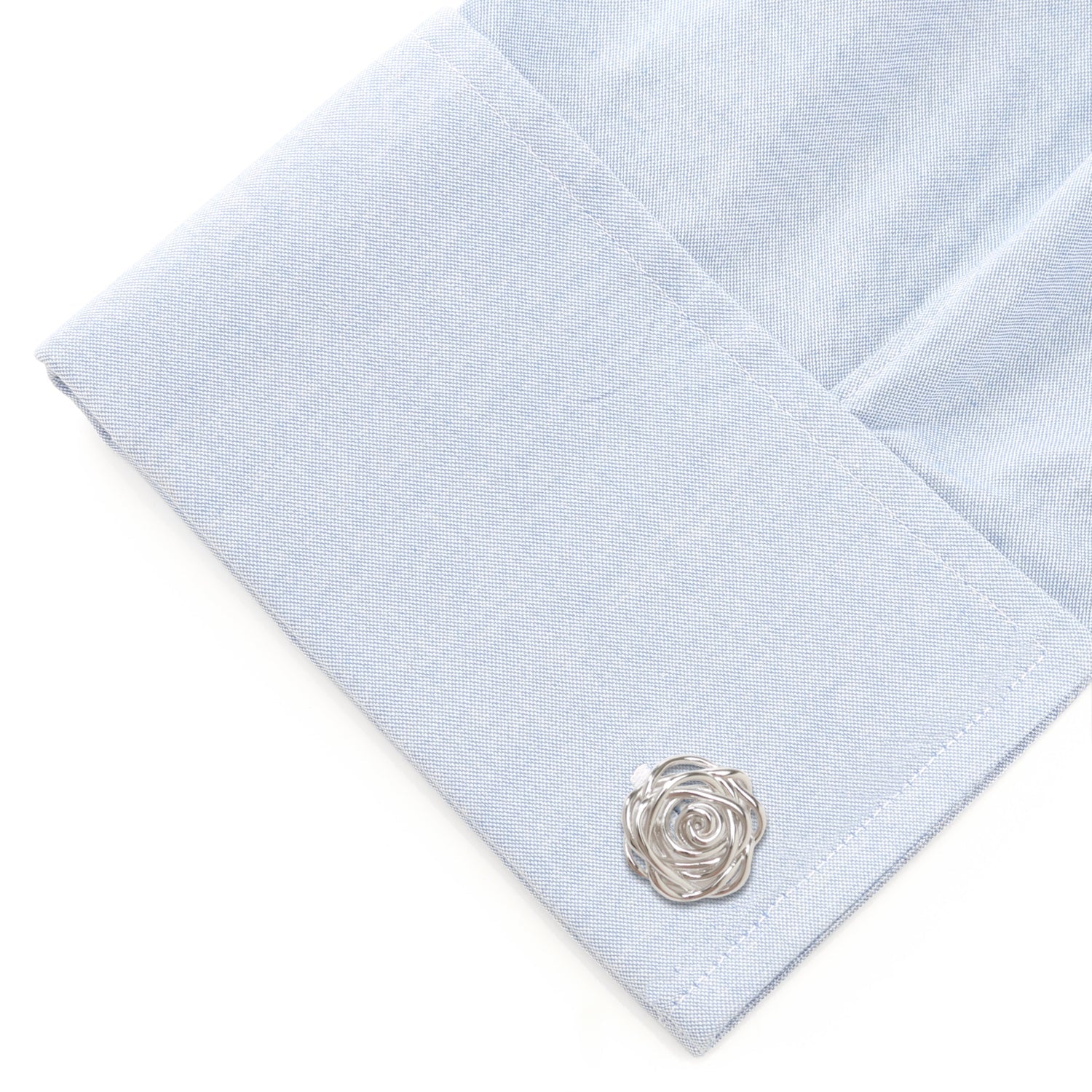 Sterling Silver Rhodium Plated Rose Cufflinks - Image 2