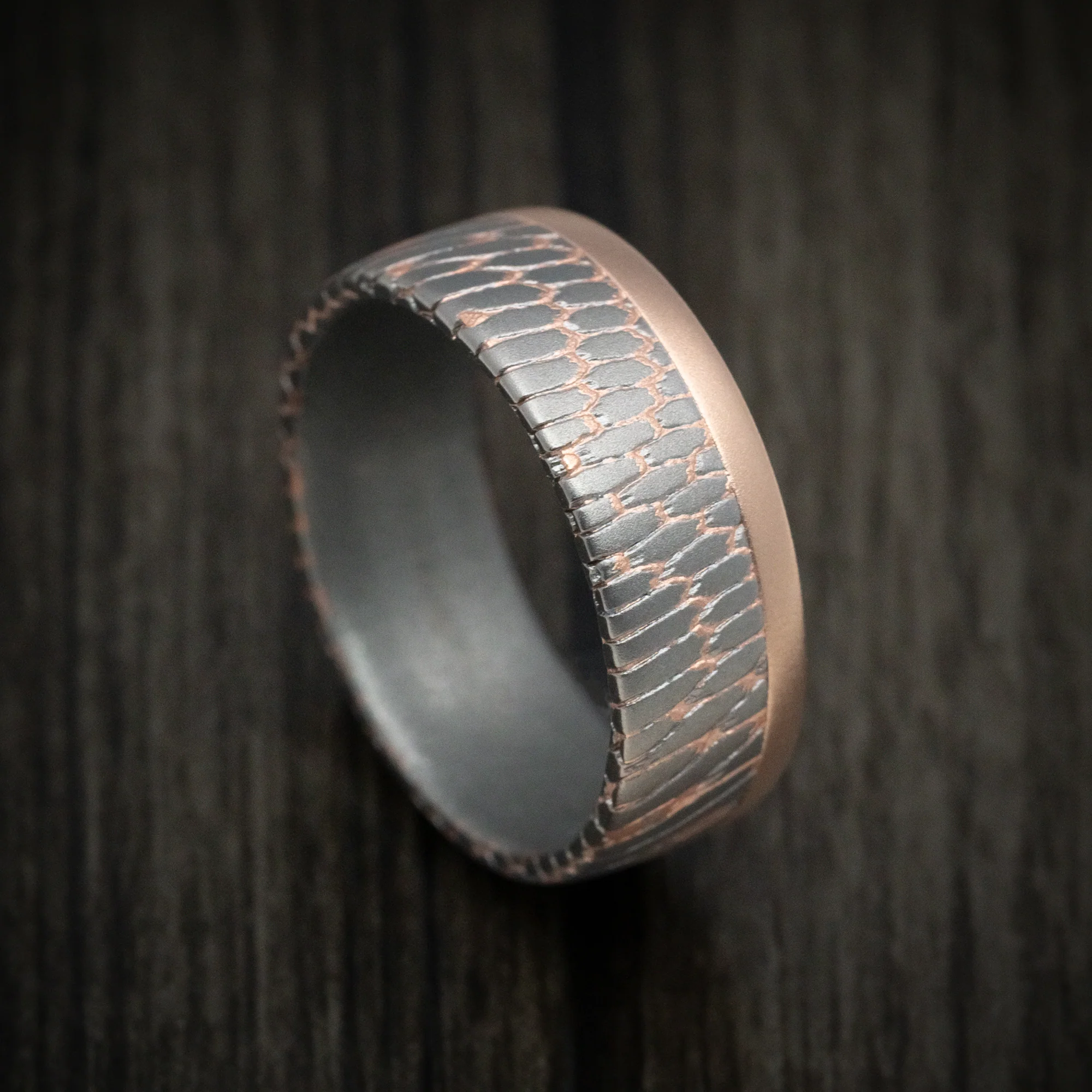 Superconductor and 14K Rose Gold Ring with Cerakote Sleeve Custom Made Band - Image 2