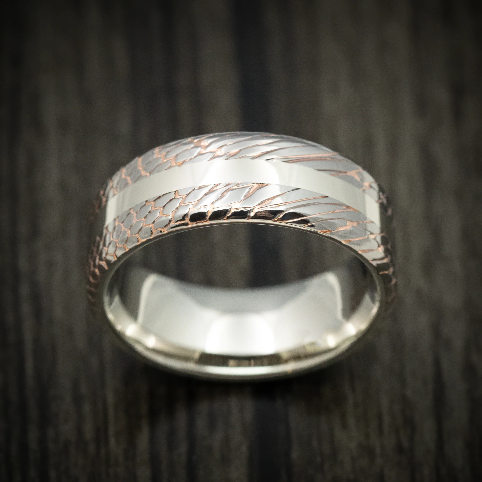Superconductor and White Gold Men's Ring Custom Made Band - Image 2