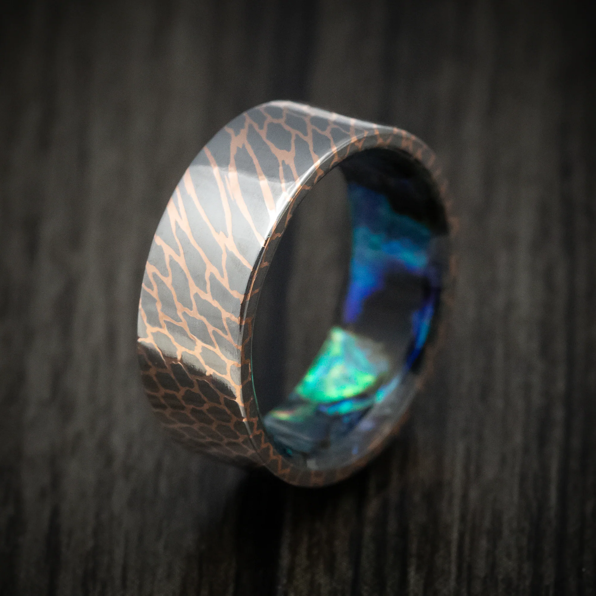 Superconductor Men's Ring with Abalone Sleeve Custom Made Band - Image 4