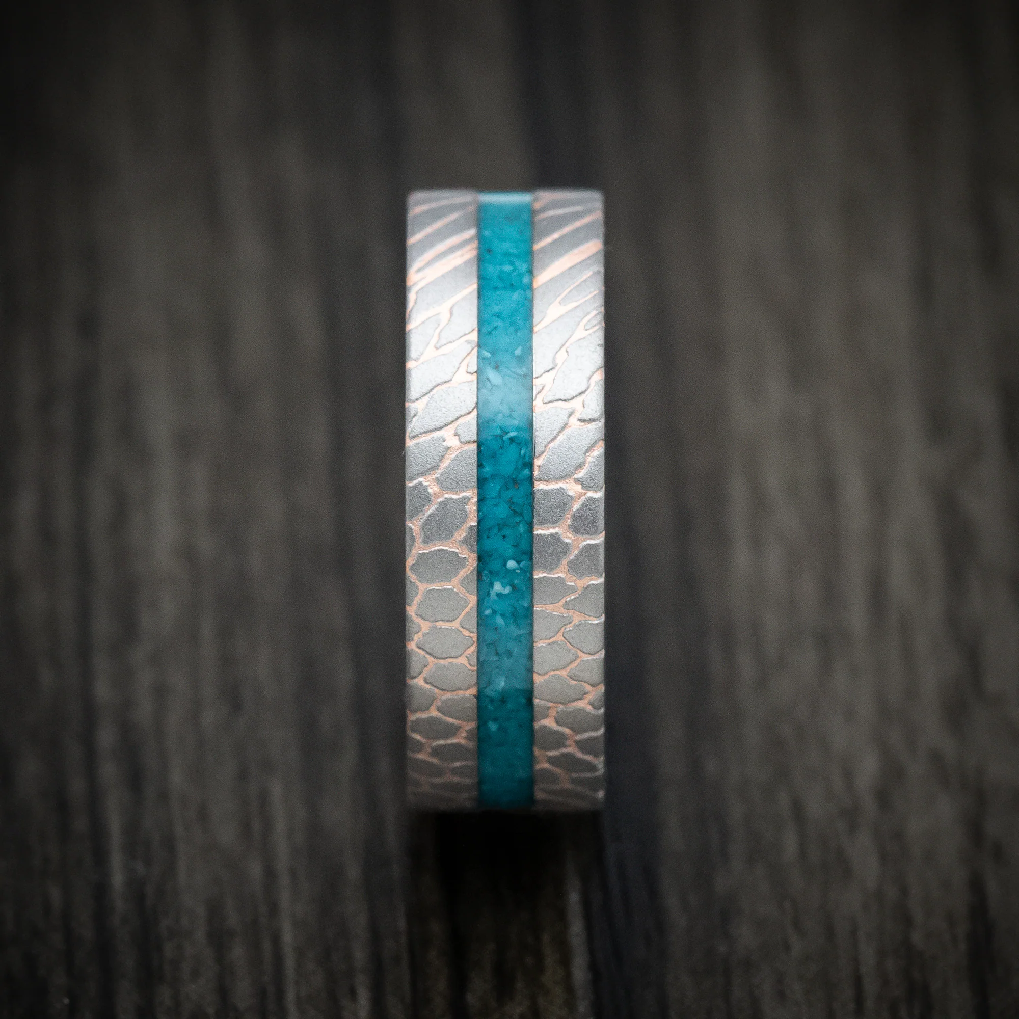 Superconductor Men's Ring with Turquoise Inlay Custom Made Band - Image 3