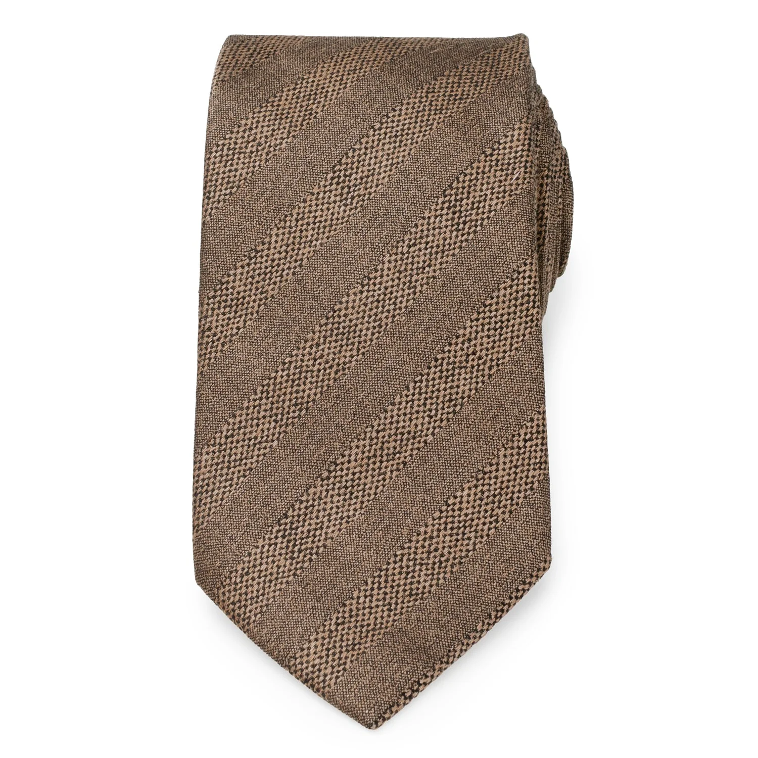 Tan Tweed Striped Linen Men's Tie - Image 2