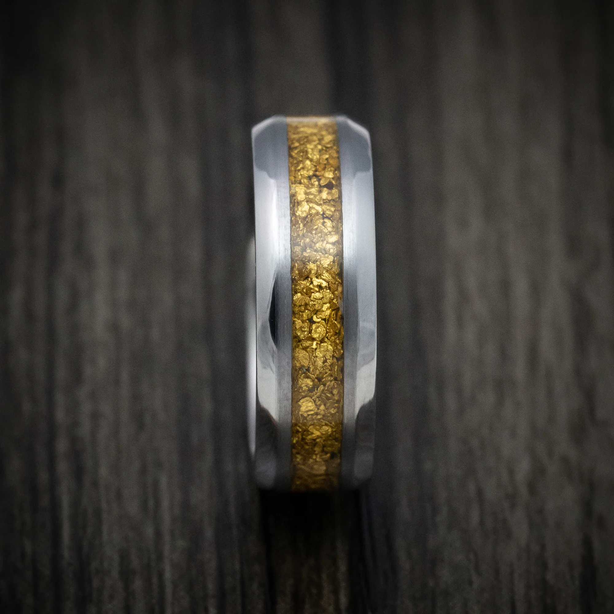 Tantalum and 24K Raw Gold Nugget Men's Ring Custom Made Band - Image 3