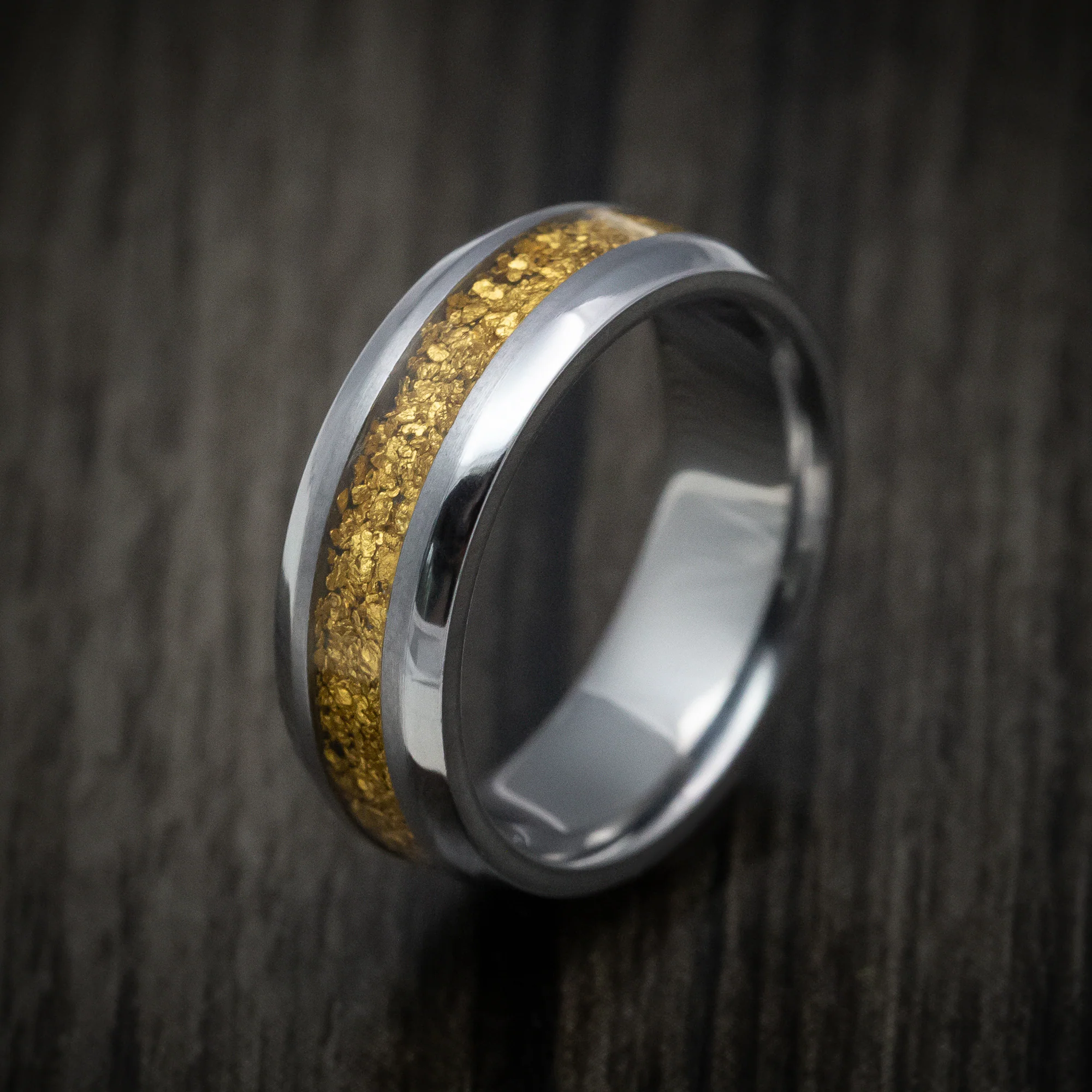 Tantalum and 24K Raw Gold Nugget Men's Ring Custom Made Band - Image 4