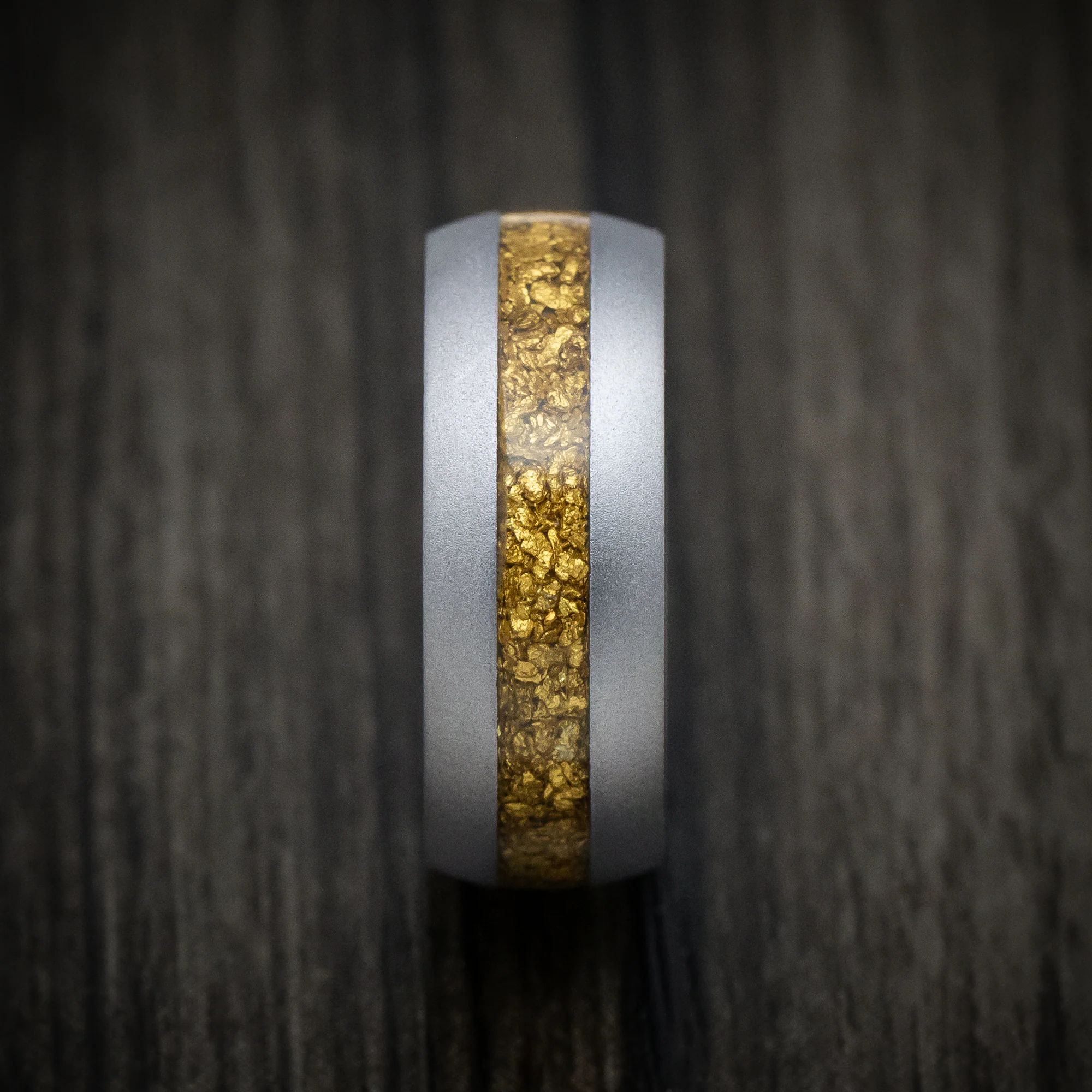 Tantalum and 24K Raw Gold Nugget Men's Ring Custom Made Band - Image 3