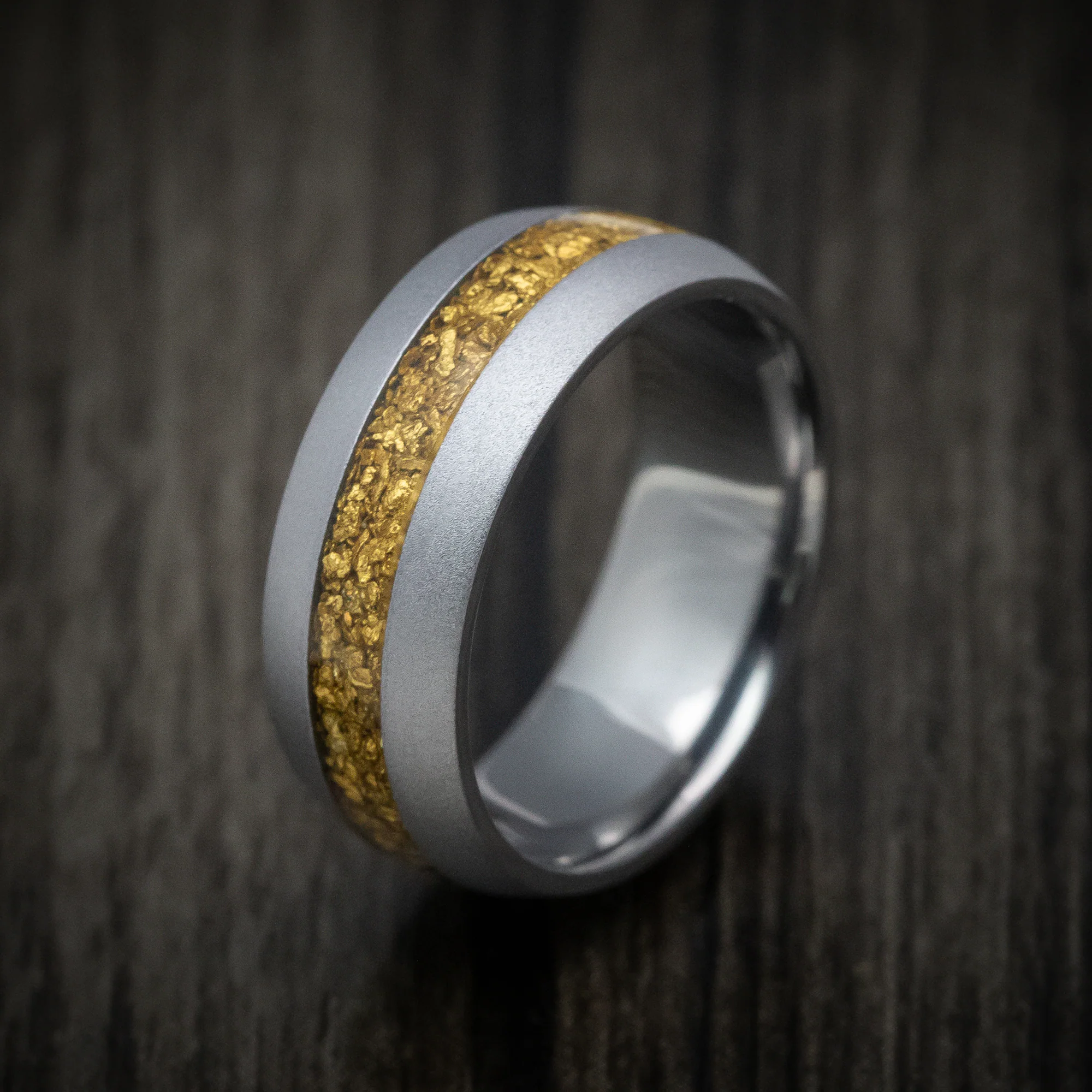 Tantalum and 24K Raw Gold Nugget Men's Ring Custom Made Band - Image 4