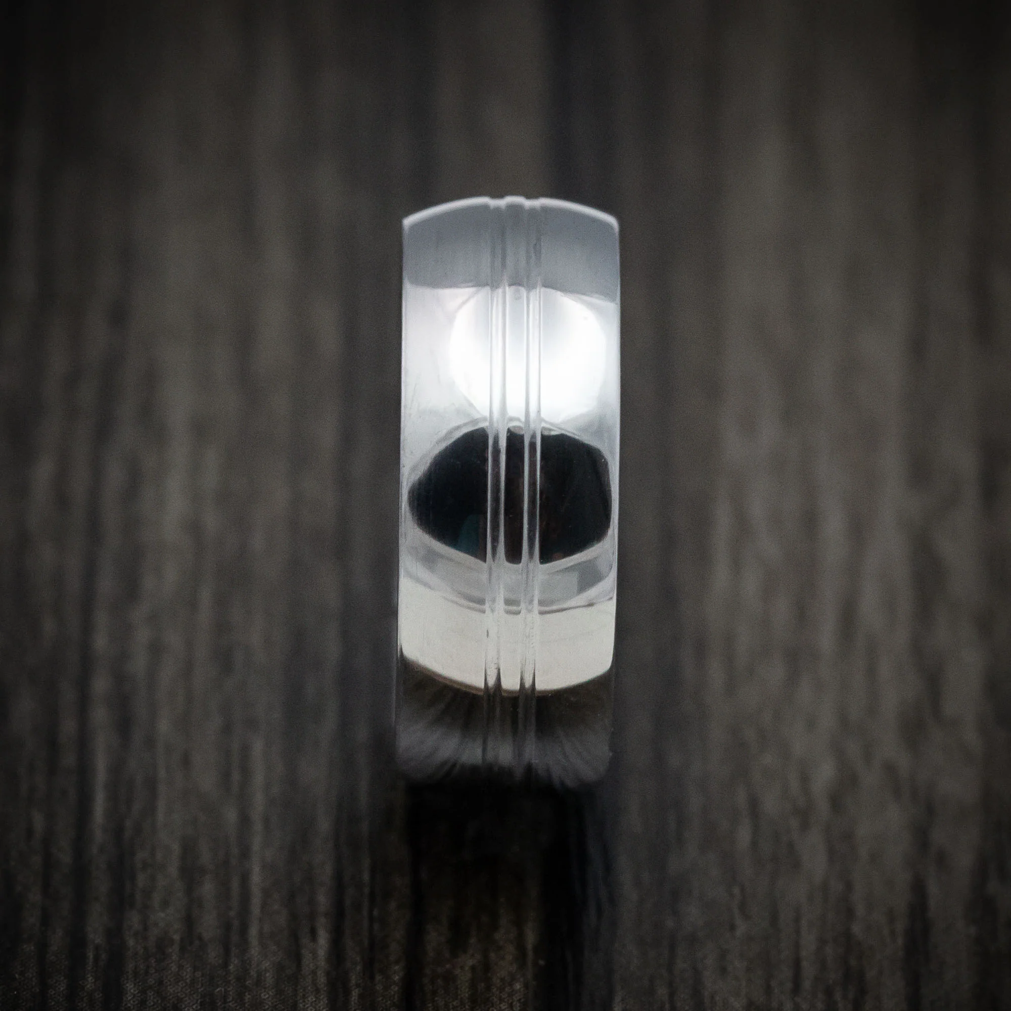 Tantalum and Black Mother of Pearl Sleeve Men's Ring Custom Made Band - Image 3