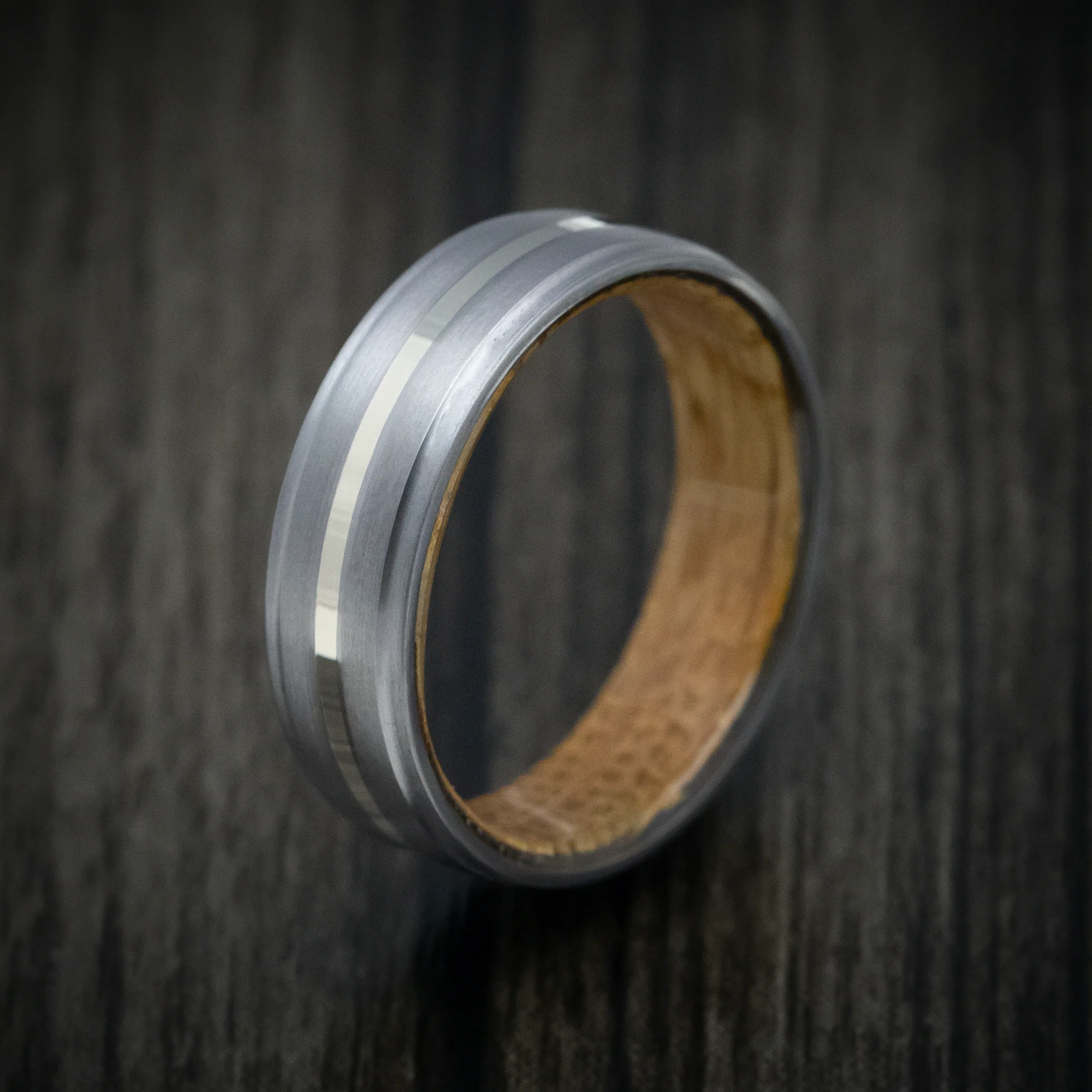 Tantalum and Gold Men's Ring with Wood Sleeve Custom Made Band - Image 3