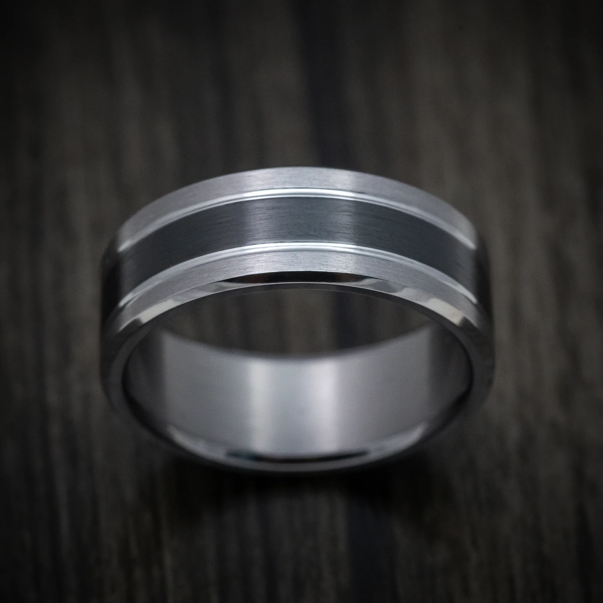 Tantalum Band with Carbon Fiber Inlay Custom Made Men's Ring - Image 2