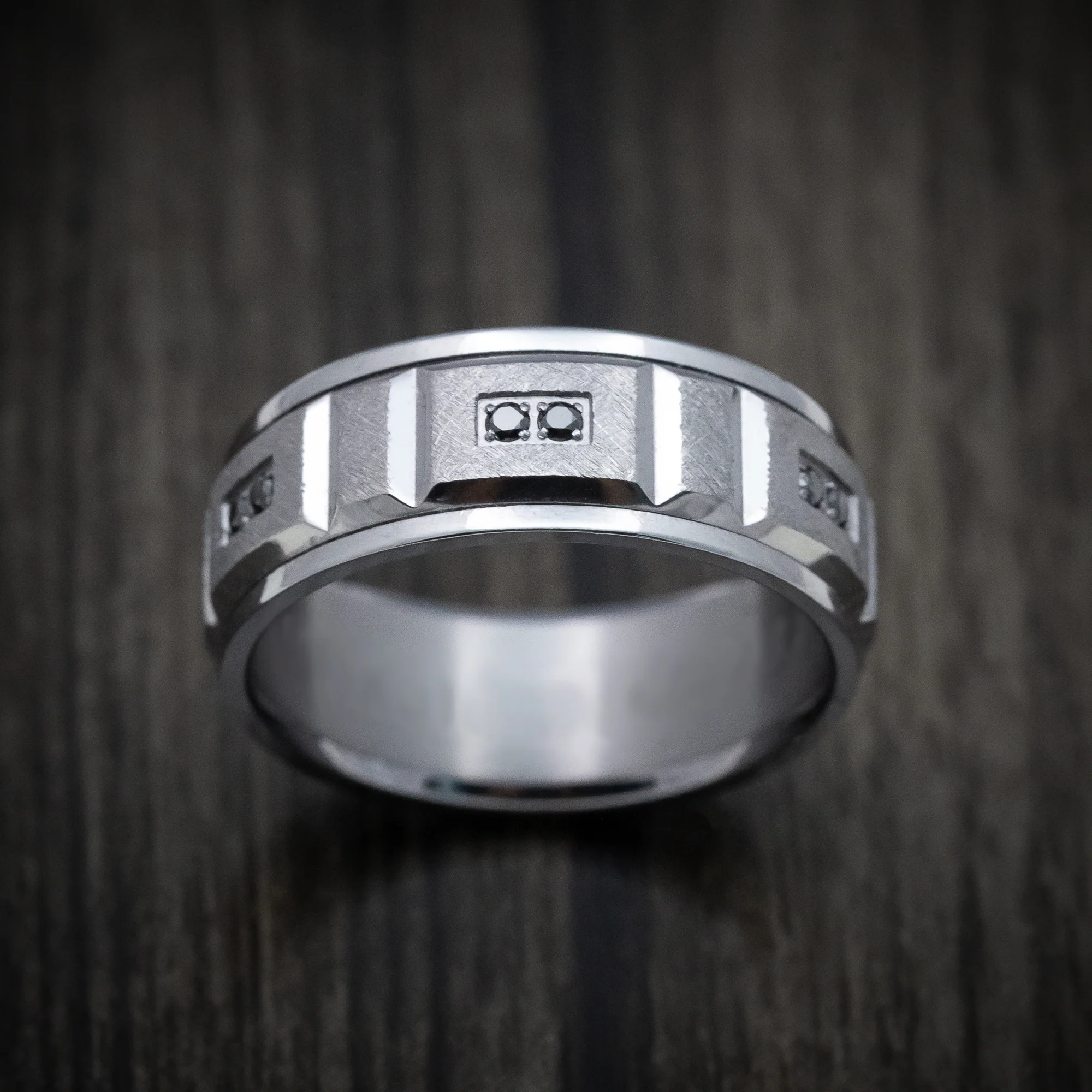 Tantalum Band with Diamonds Custom Made Men's Ring - Image 2