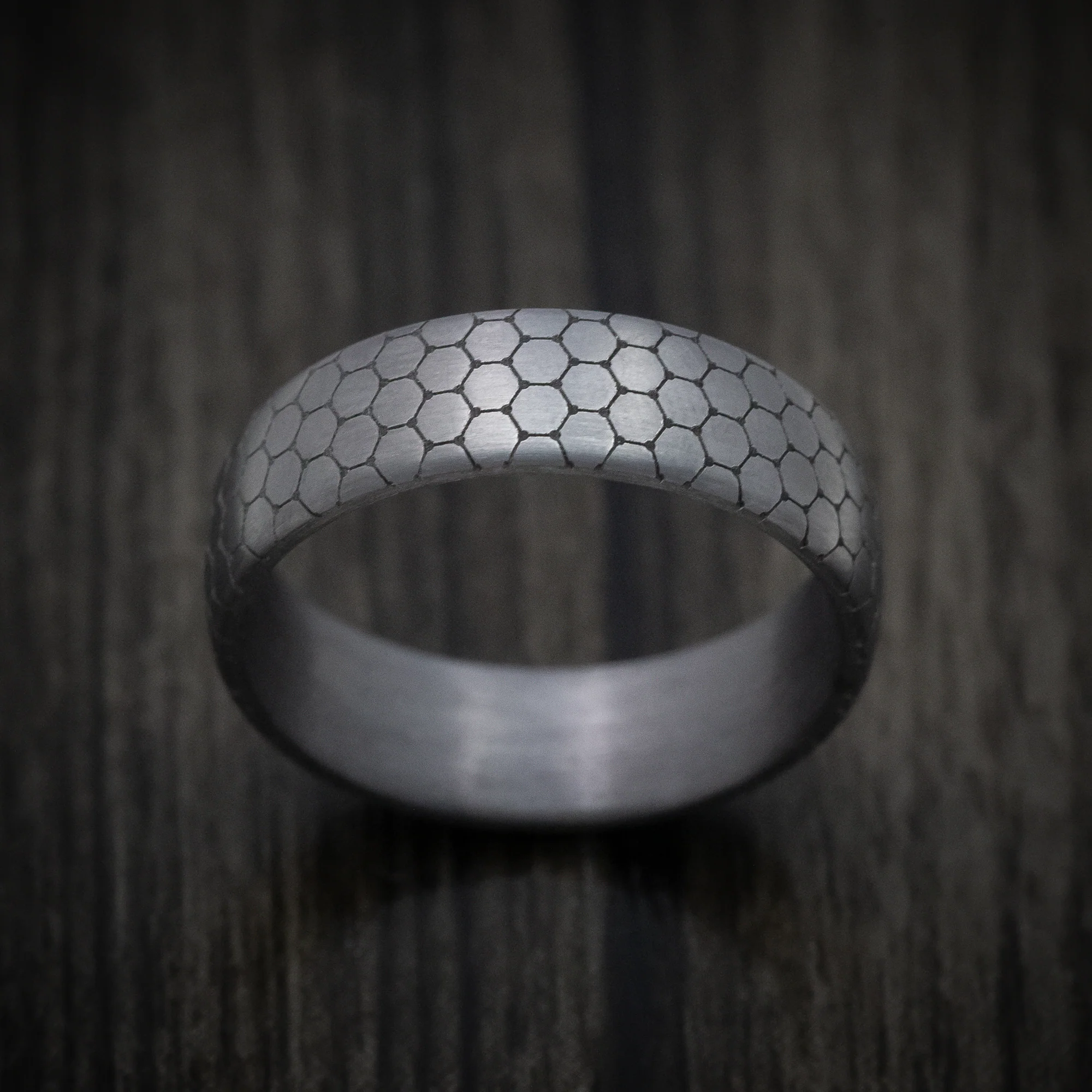 Tantalum Band with Honeycomb Design Pattern Custom Made Men's Ring - Image 2